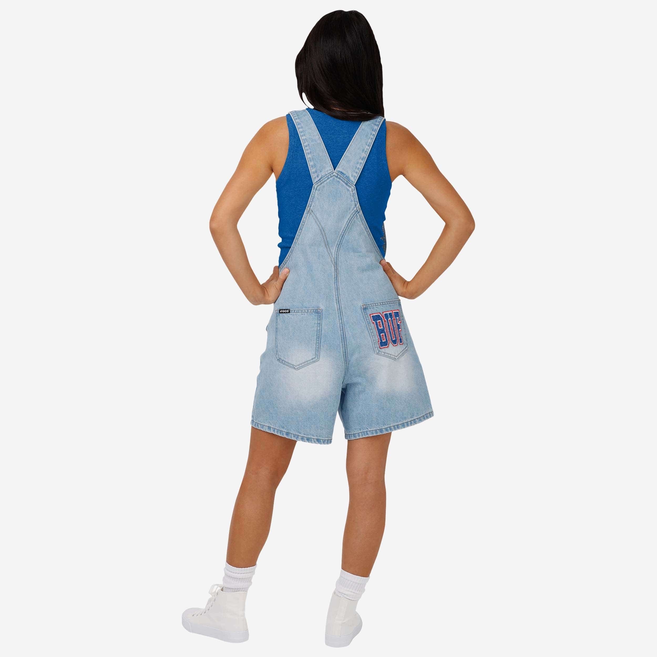 Buffalo Bills Womens Big Logo Denim Bib Shortalls 2 Buffalo Bills Womens Big Logo Denim Bib Shortalls