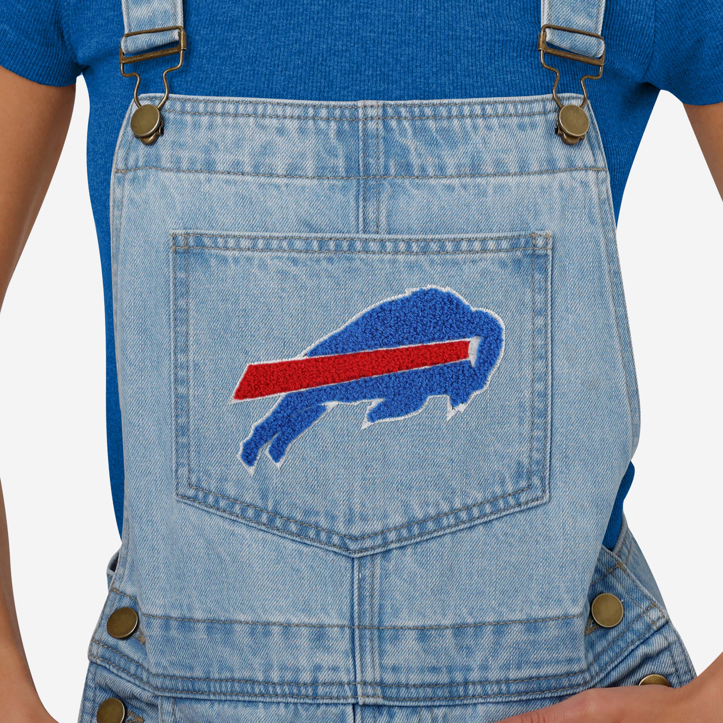 Buffalo Bills Womens Big Logo Denim Bib Shortalls 3 Buffalo Bills Womens Big Logo Denim Bib Shortalls