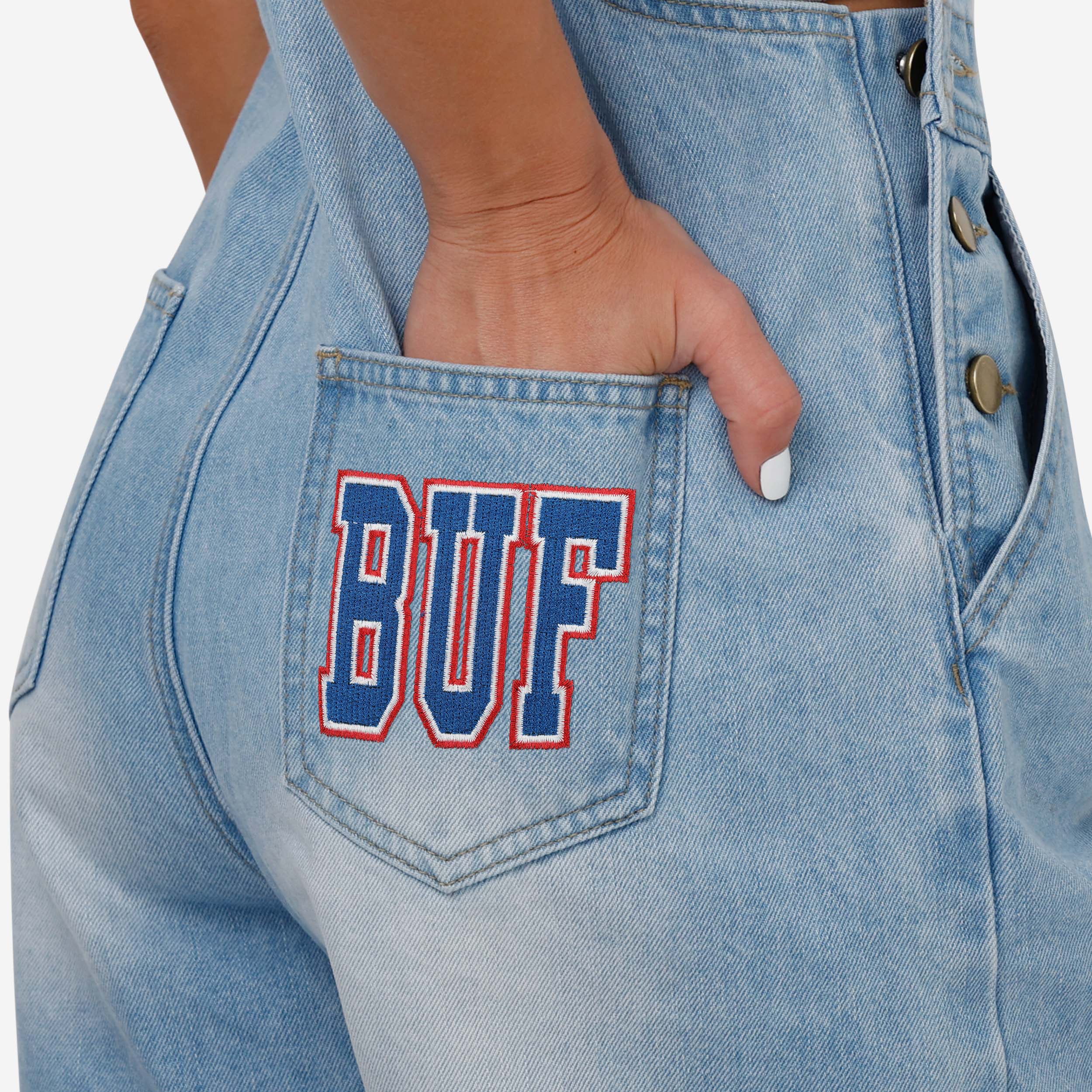 Buffalo Bills Womens Big Logo Denim Bib Shortalls 5 Buffalo Bills Womens Big Logo Denim Bib Shortalls