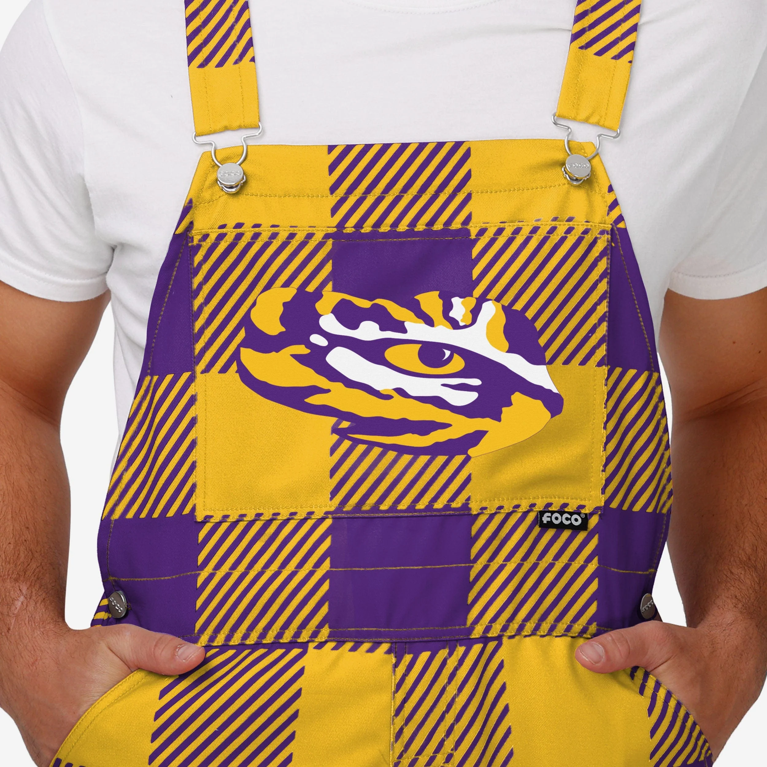 LSU Tigers Mens Plaid Bib Overalls 4 LSU Tigers Mens Plaid Bib Overalls