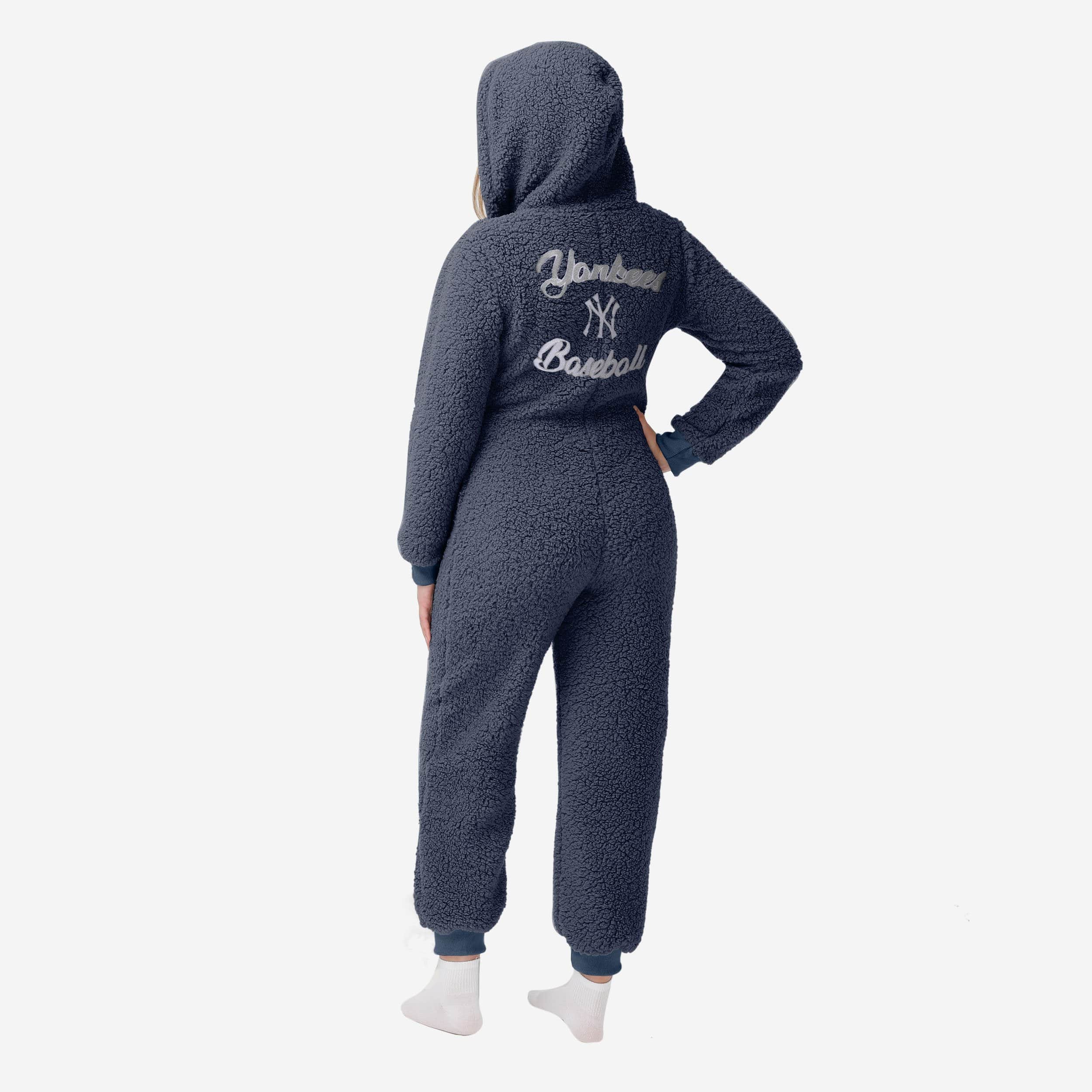 New York Yankees Womens Sherpa One Piece Pajamas 2 New York Yankees Womens Sherpa One Piece Pajamas