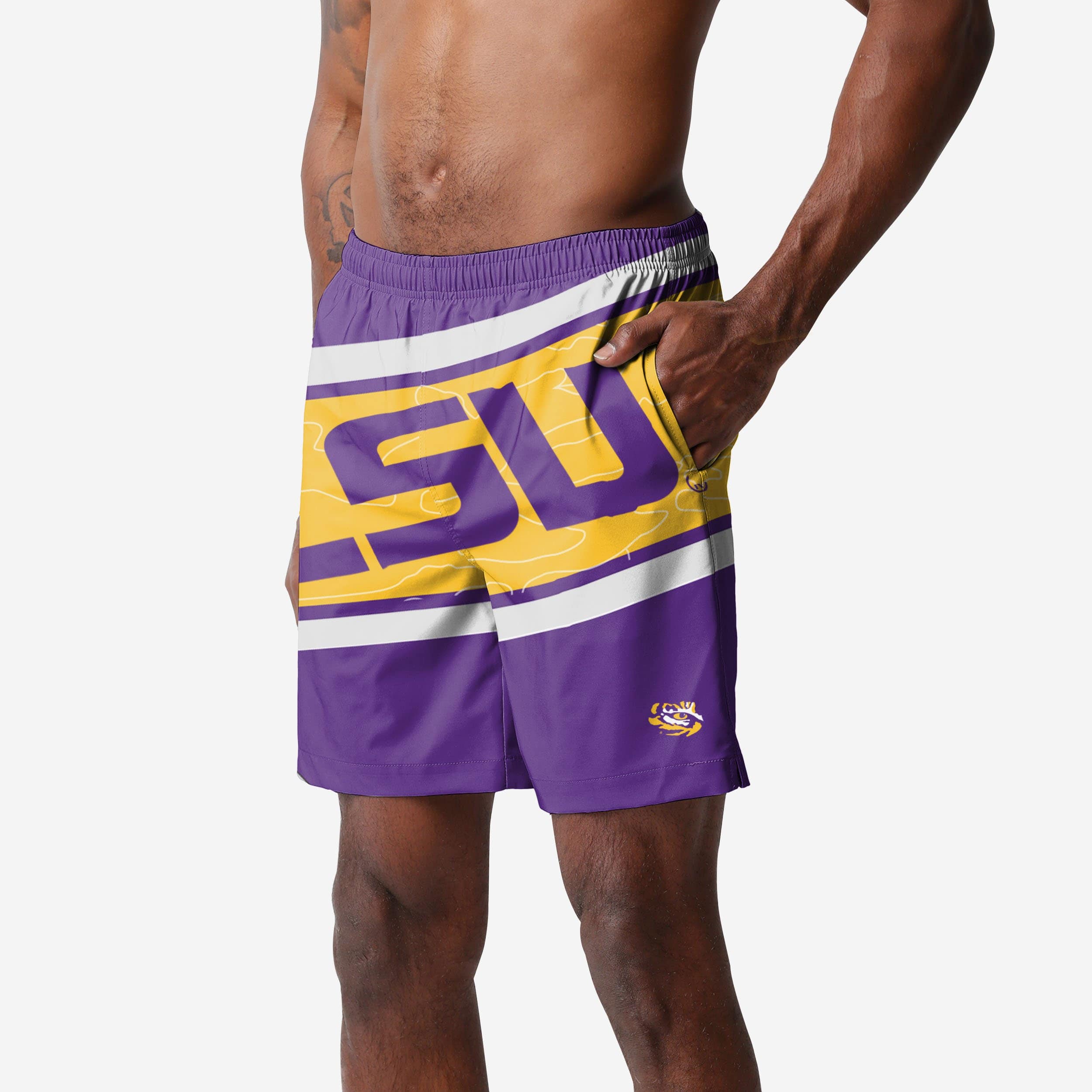 LSU Tigers Big Wordmark Swimming Trunks 1 LSU Tigers Big Wordmark Swimming Trunks
