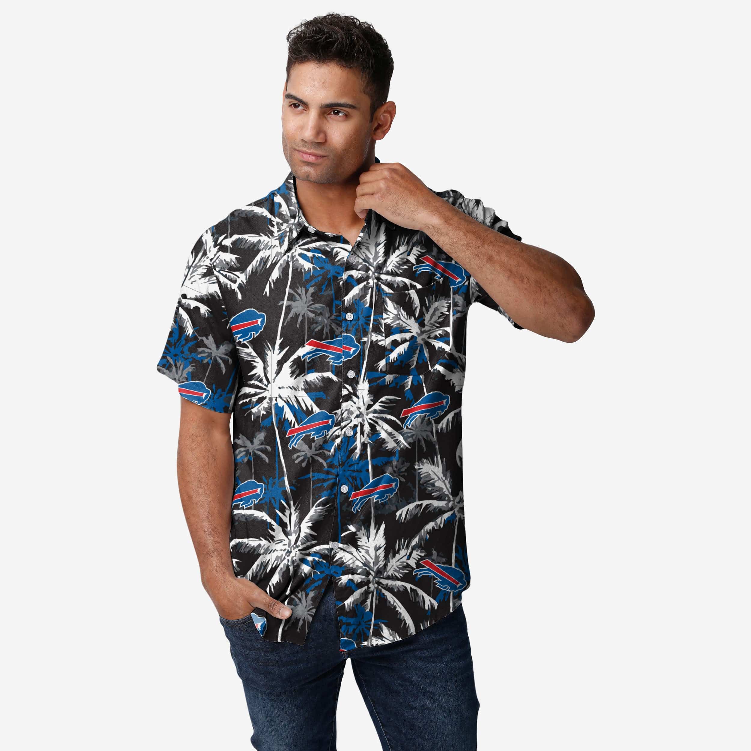 Buffalo Bills Black Floral Button Up Shirt