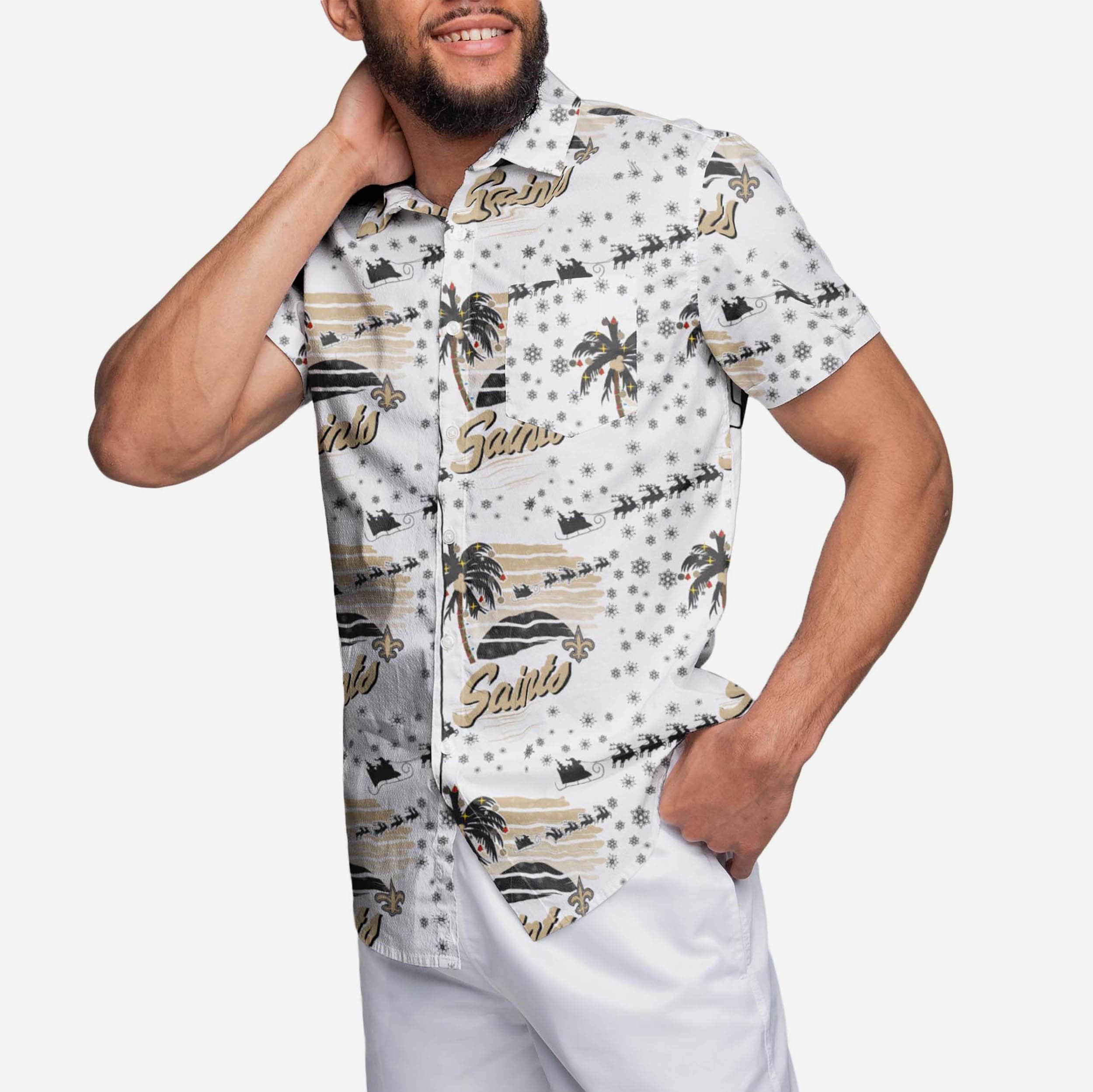 New Orleans Saints Winter Tropical Button Up Shirt 1 New Orleans Saints Winter Tropical Button Up Shirt