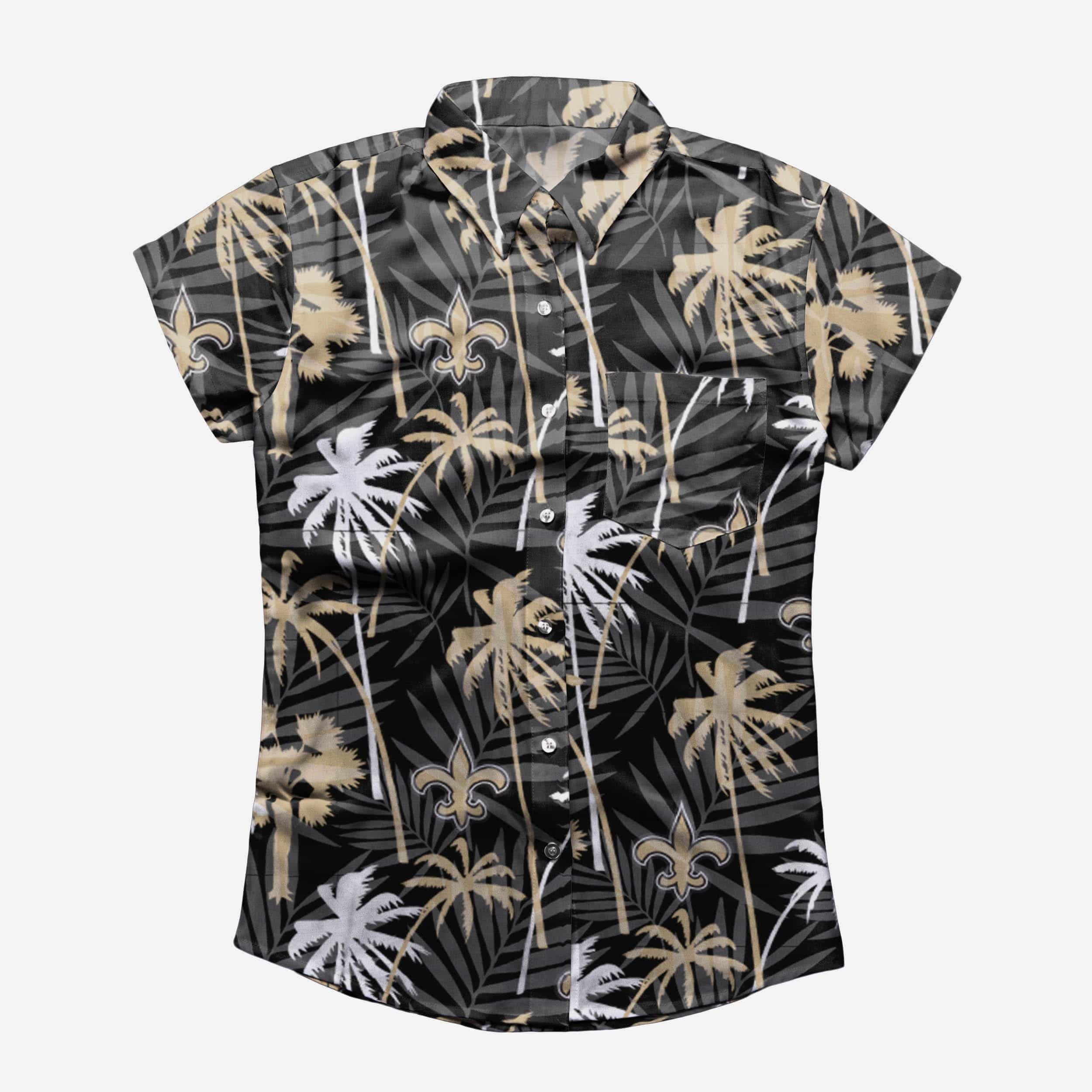 New Orleans Saints Tropic of Da Palms Womens Button Up Shirt 2 New Orleans Saints Tropic of Da Palms Womens Button Up Shirt