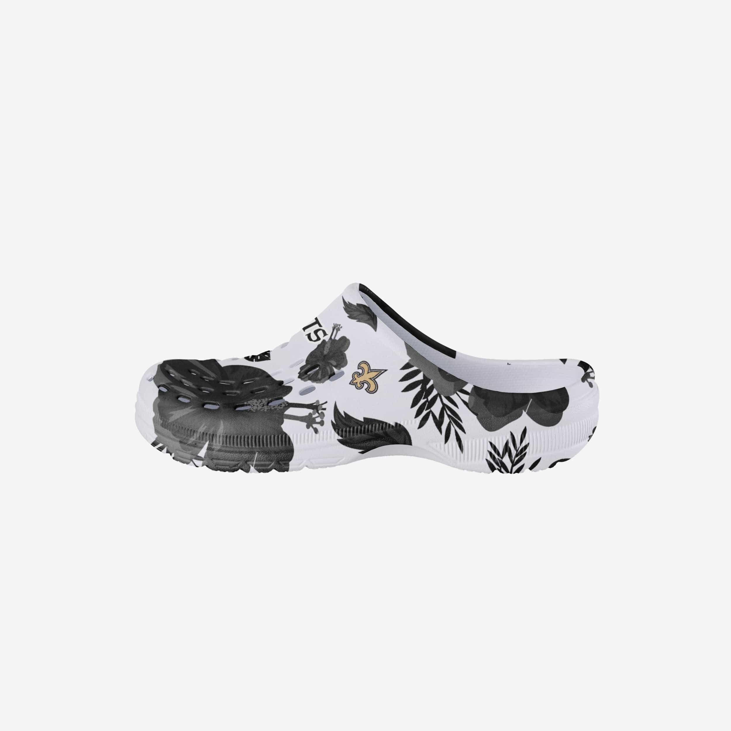 New Orleans Saints Womens Floral White Clog