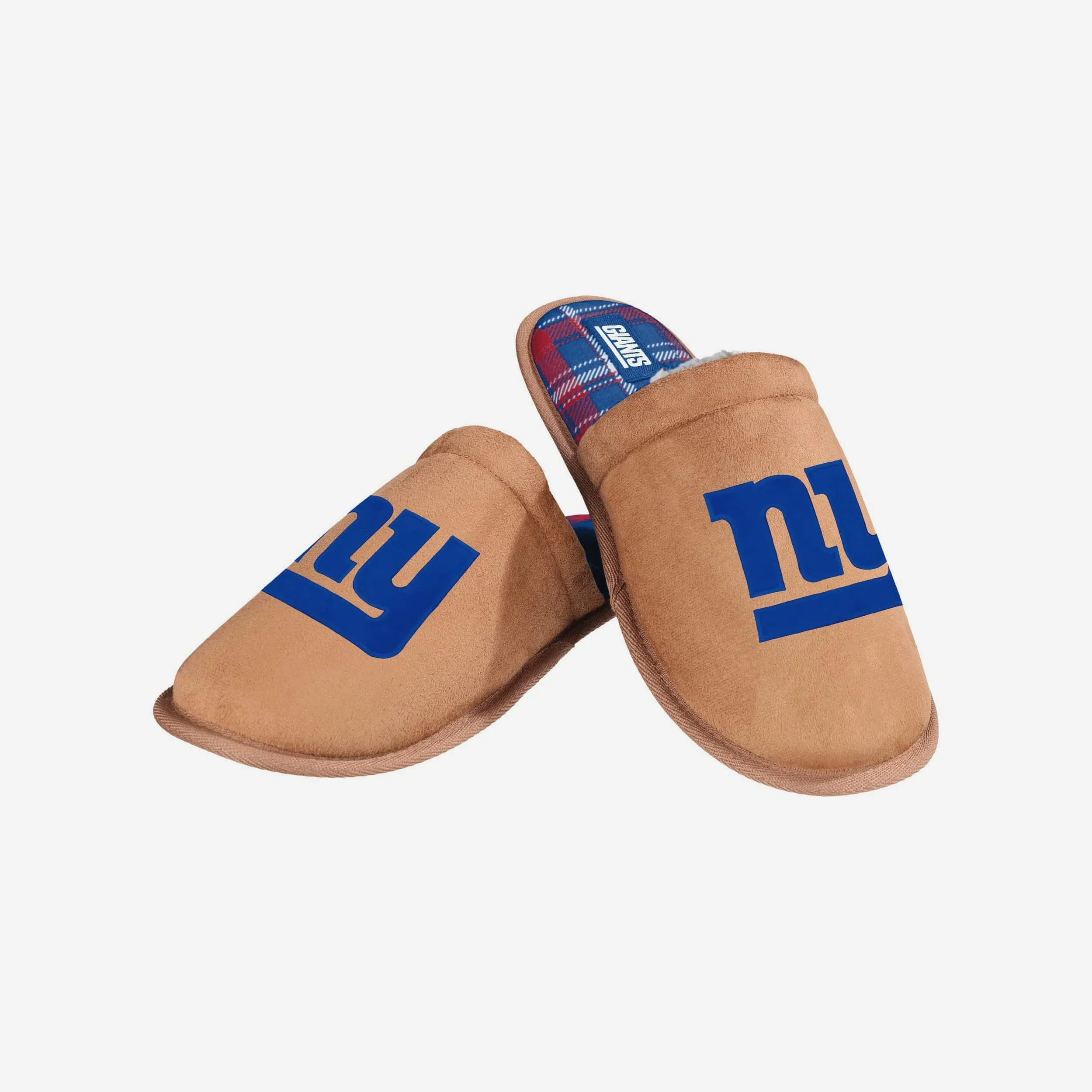 New York Giants Flannel Lined Brown Suede Scuff Slipper 3 New York Giants Flannel Lined Brown Suede Scuff Slipper