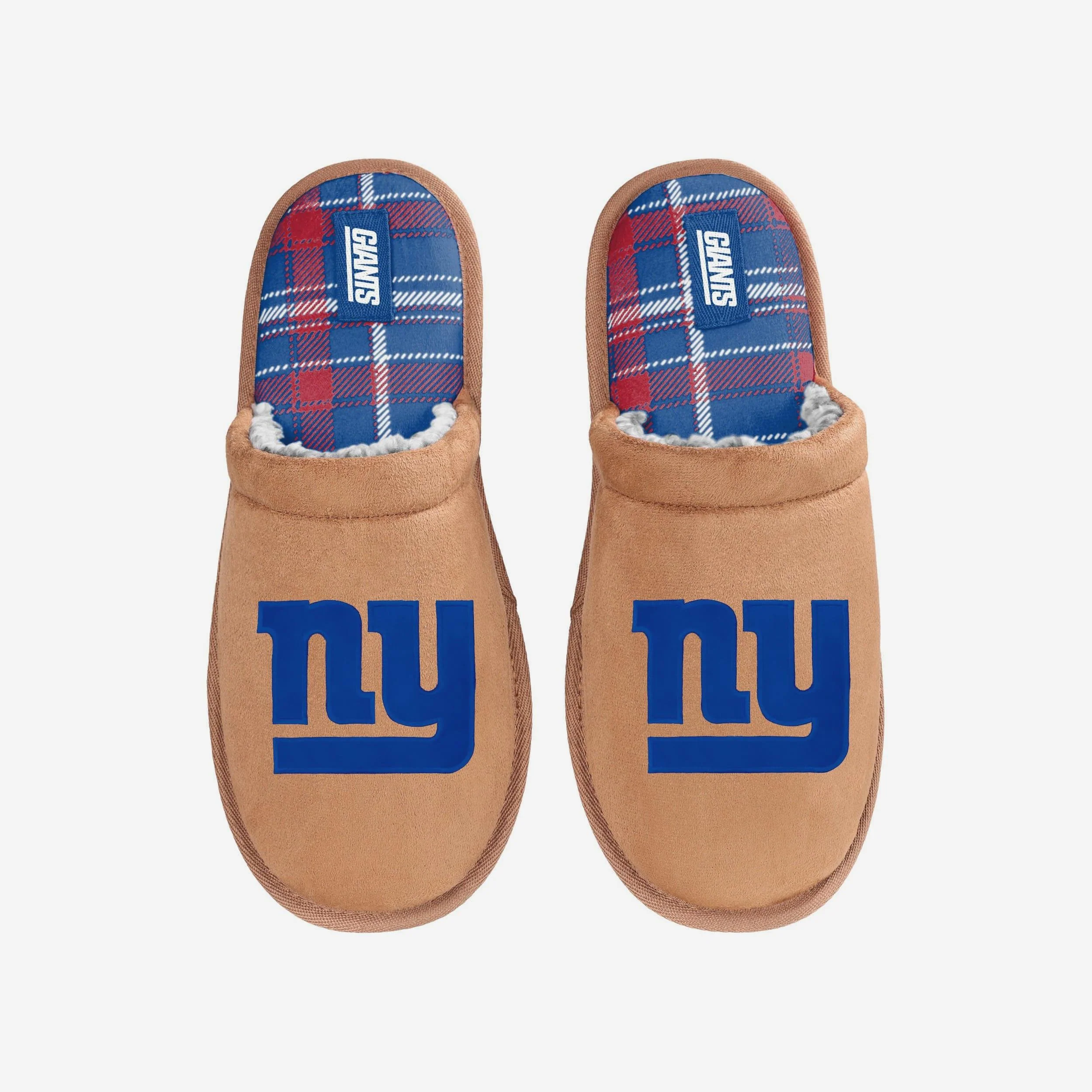New York Giants Flannel Lined Brown Suede Scuff Slipper 4 New York Giants Flannel Lined Brown Suede Scuff Slipper