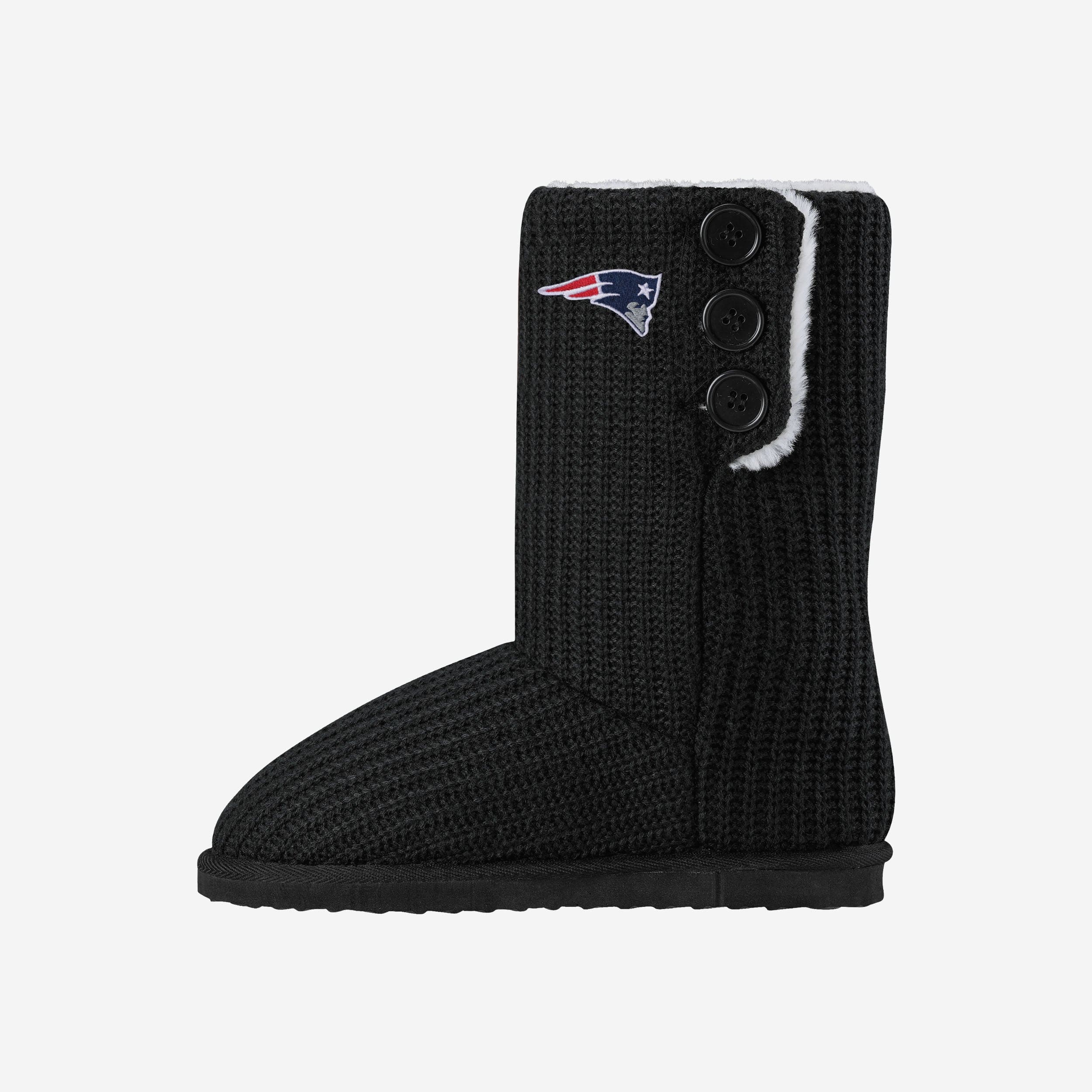 New England Patriots Knit High End Button Boot Slipper