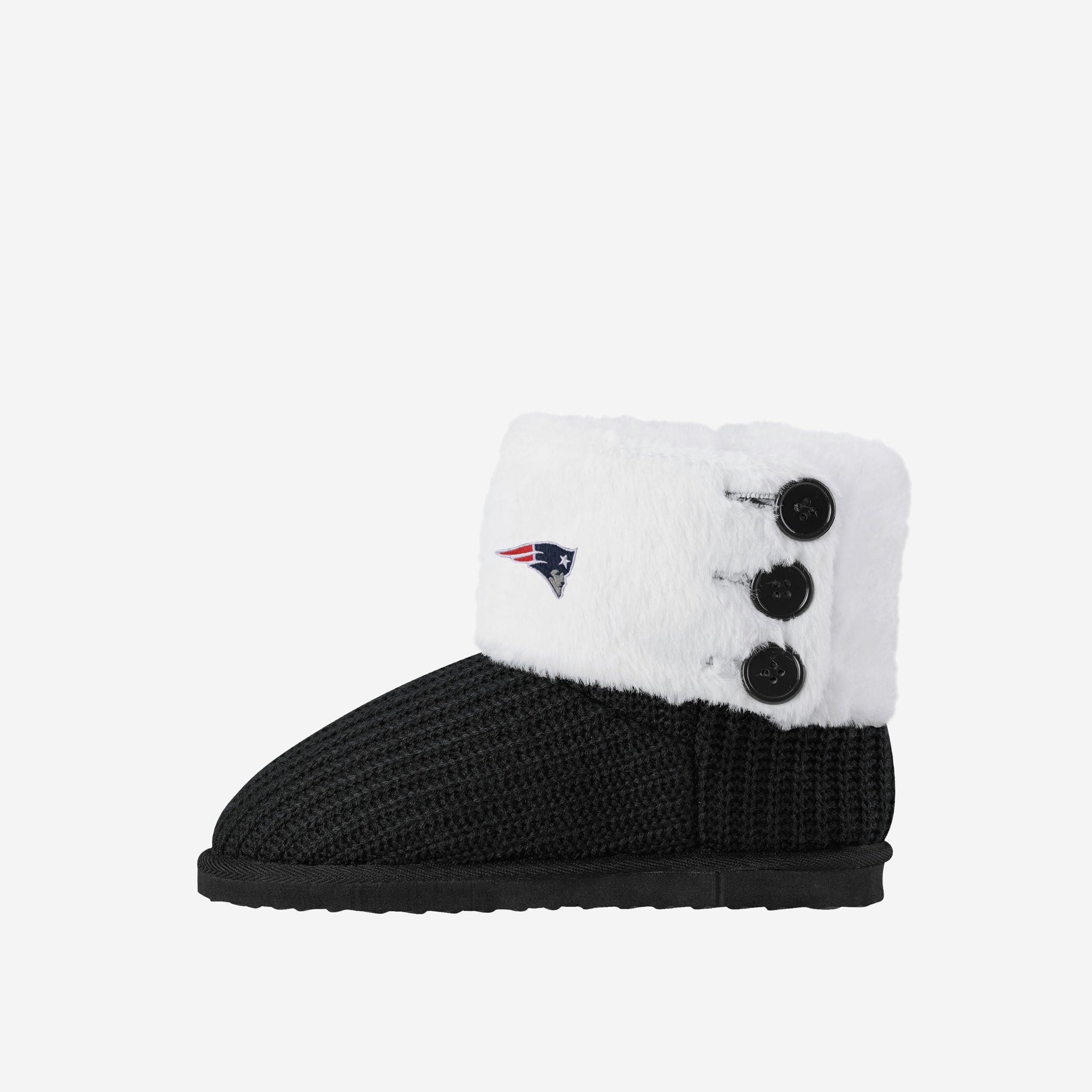 New England Patriots Knit High End Button Boot Slipper 2 New England Patriots Knit High End Button Boot Slipper