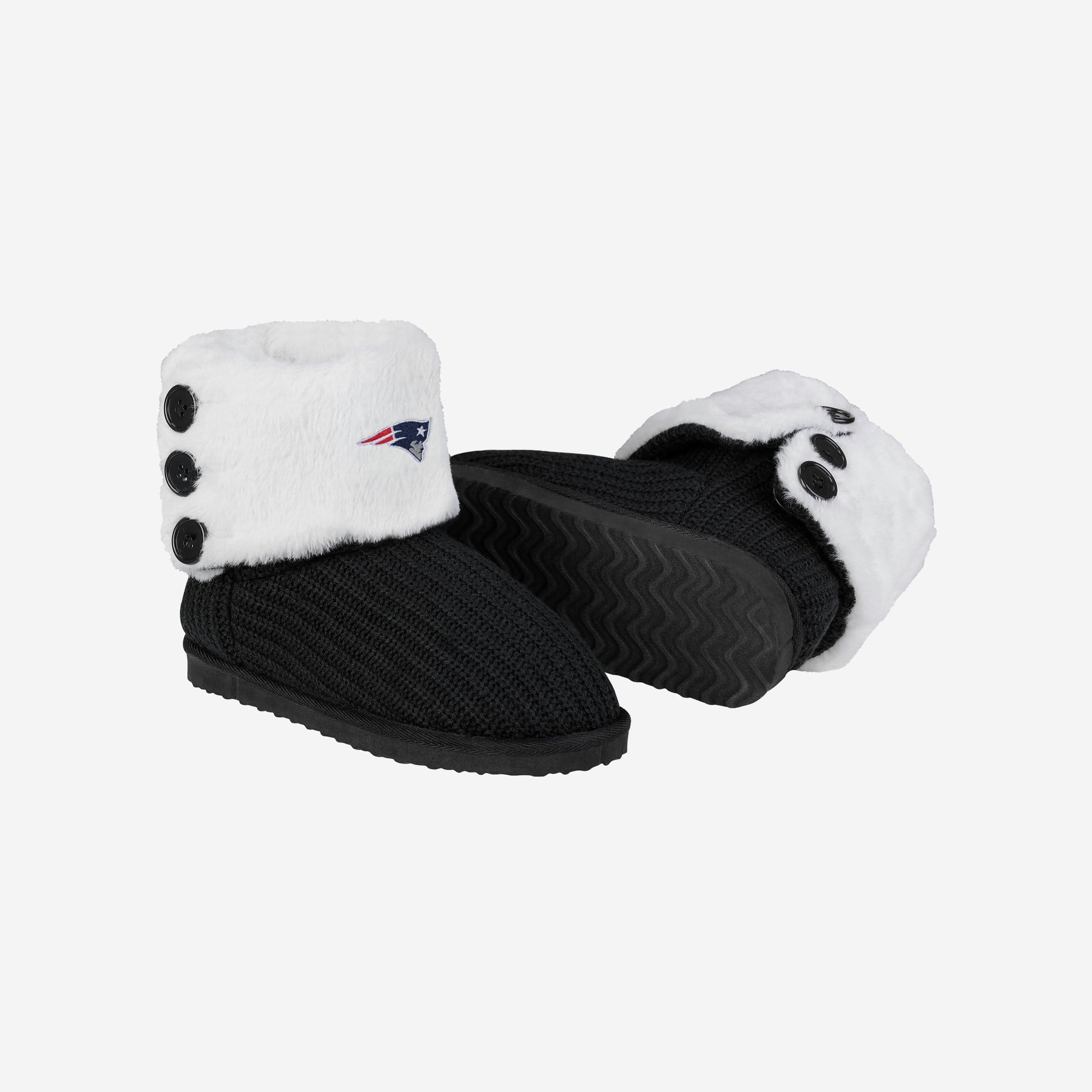 New England Patriots Knit High End Button Boot Slipper 3 New England Patriots Knit High End Button Boot Slipper