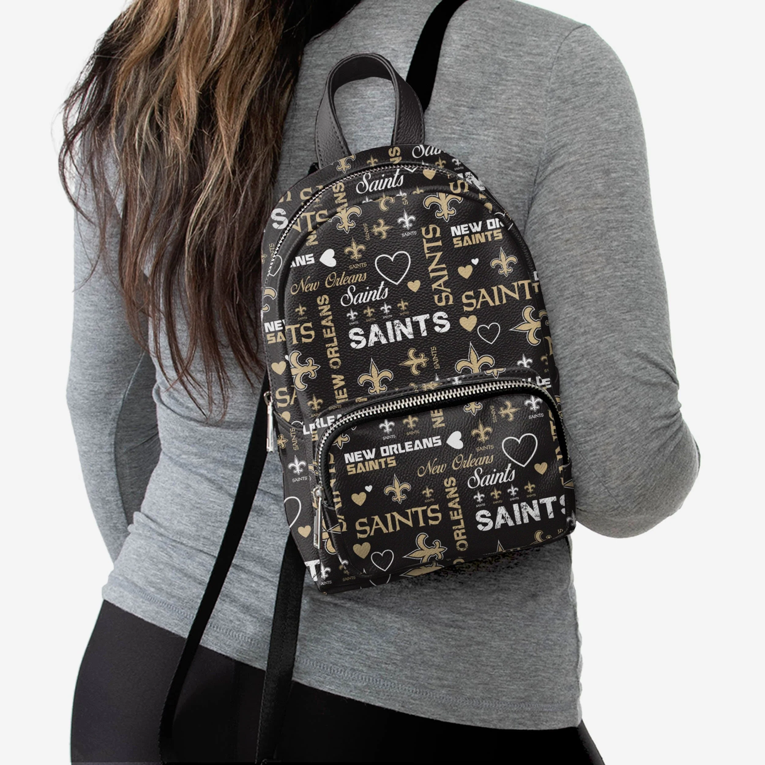 New Orleans Saints Logo Love Mini Backpack 2 New Orleans Saints Logo Love Mini Backpack