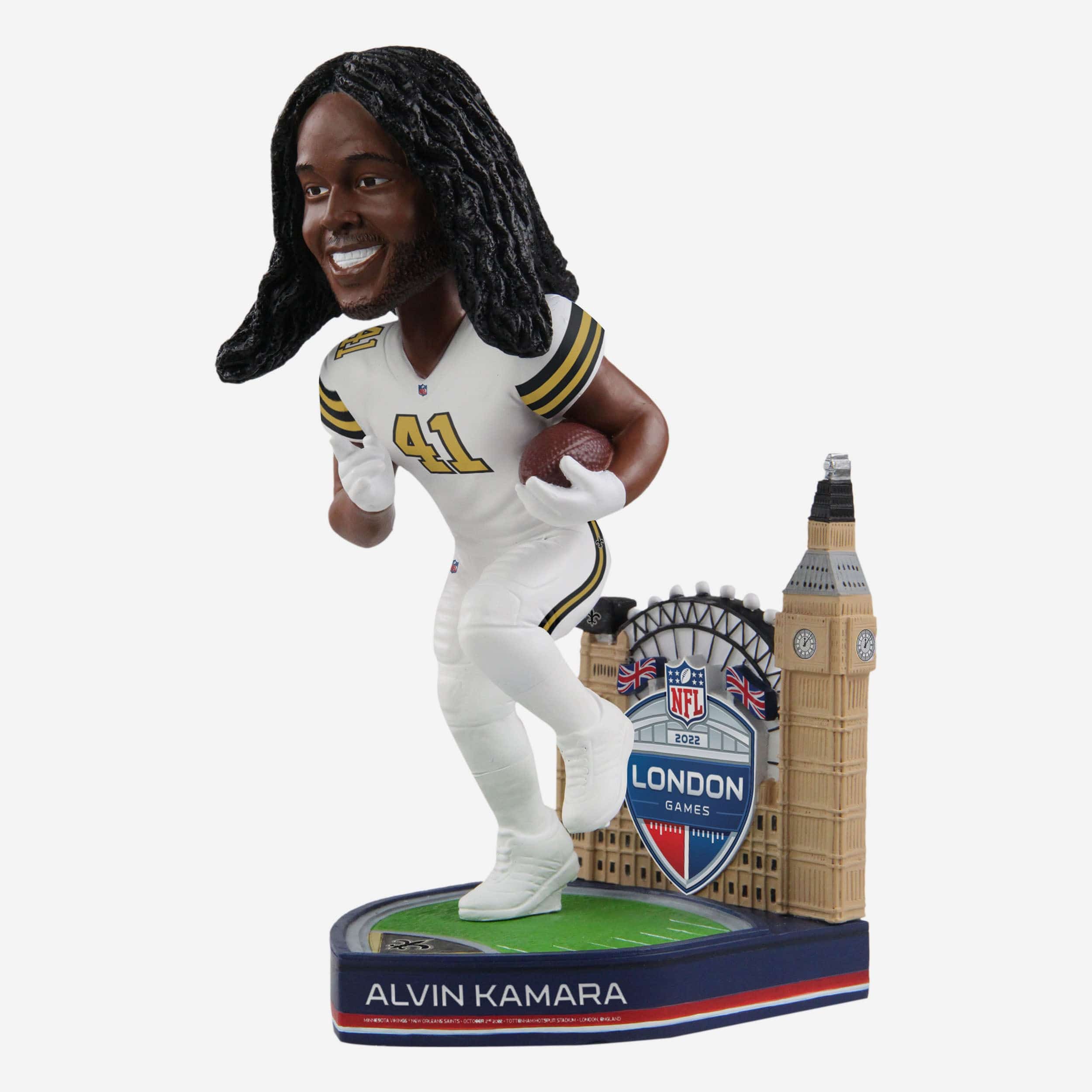 Alvin Kamara New Orleans Saints 2022 International Game Bobblehead 4 Alvin Kamara New Orleans Saints 2022 International Game Bobblehead