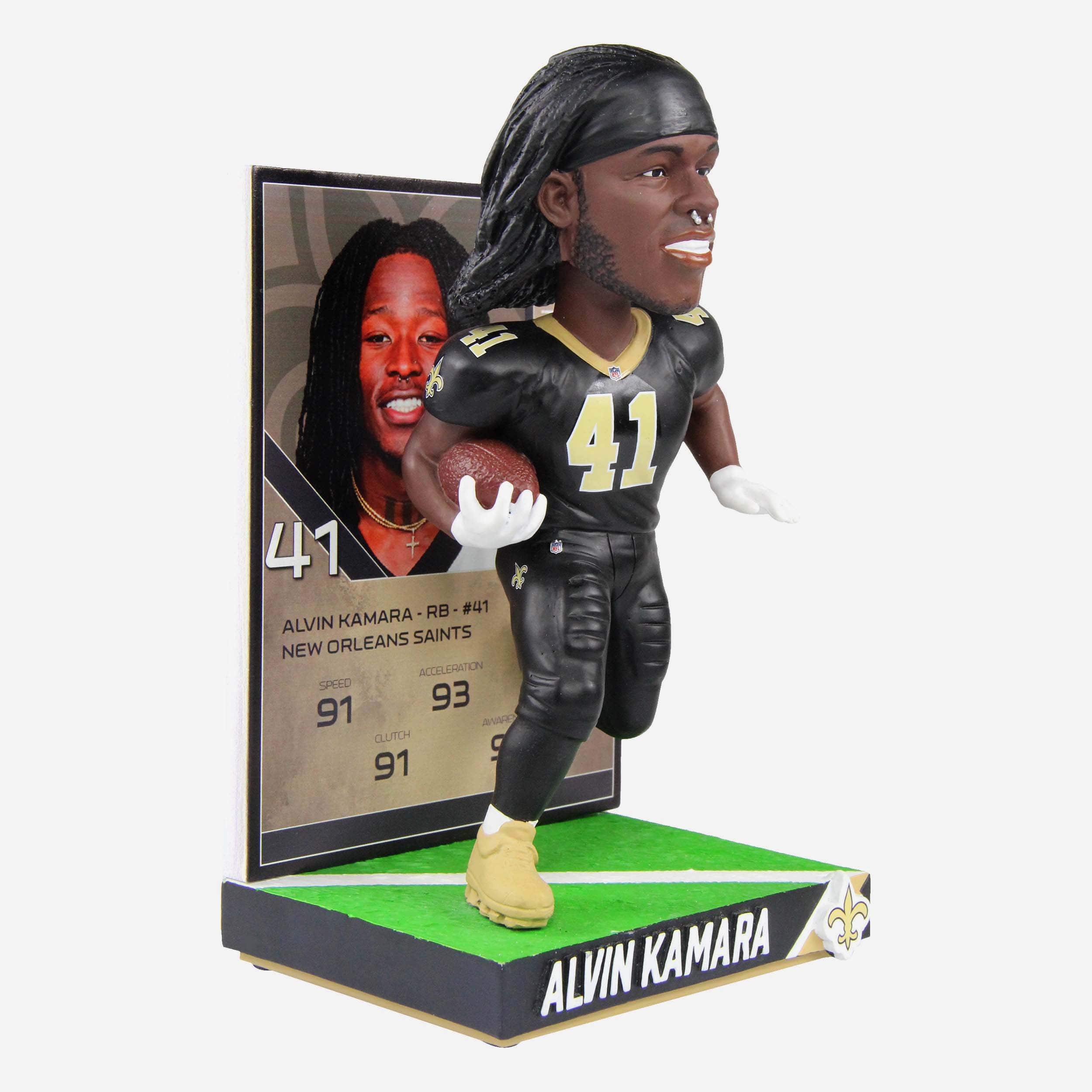 Alvin Kamara New Orleans Saints Ratings Card Bobblehead 3 Alvin Kamara New Orleans Saints Ratings Card Bobblehead
