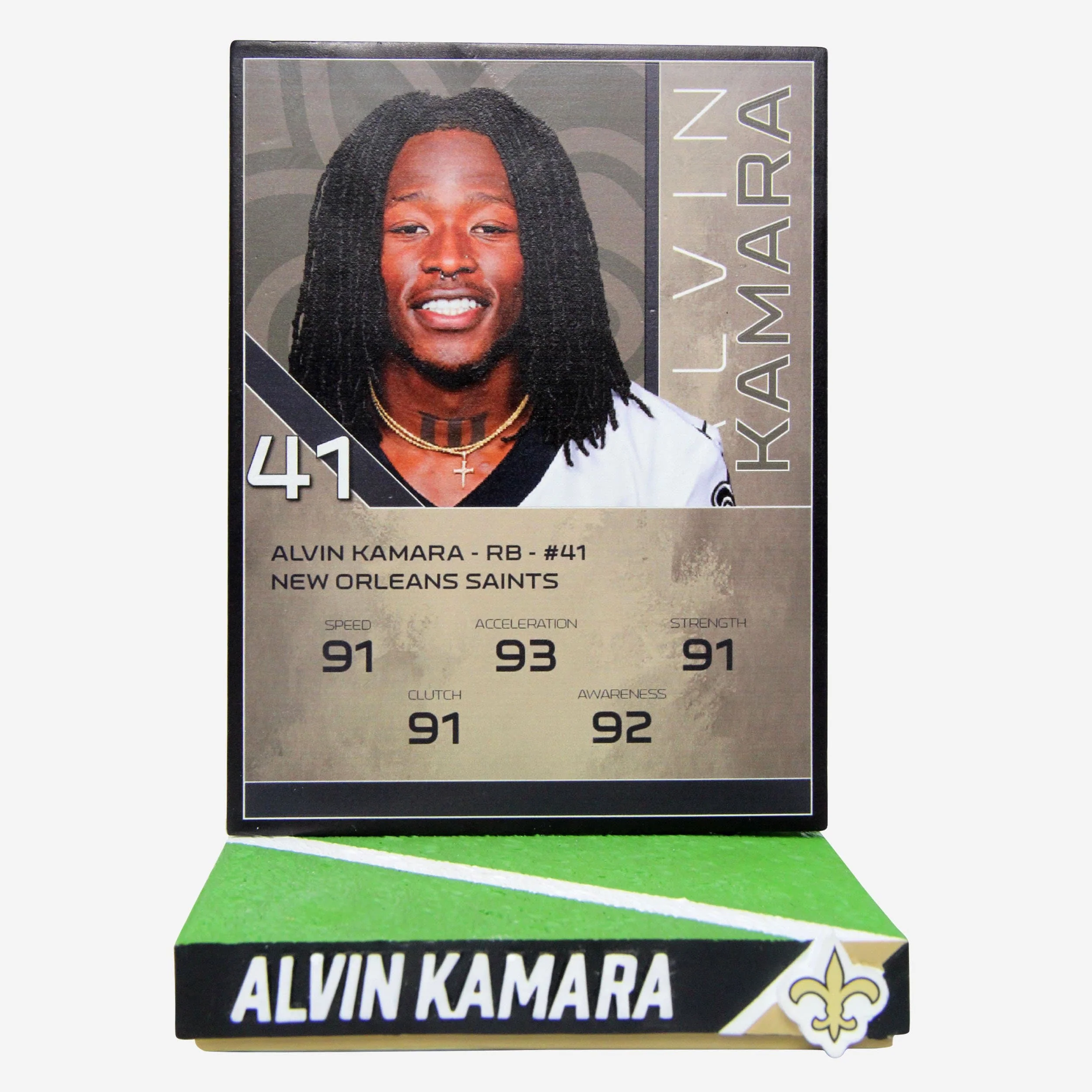 Alvin Kamara New Orleans Saints Ratings Card Bobblehead 5 Alvin Kamara New Orleans Saints Ratings Card Bobblehead