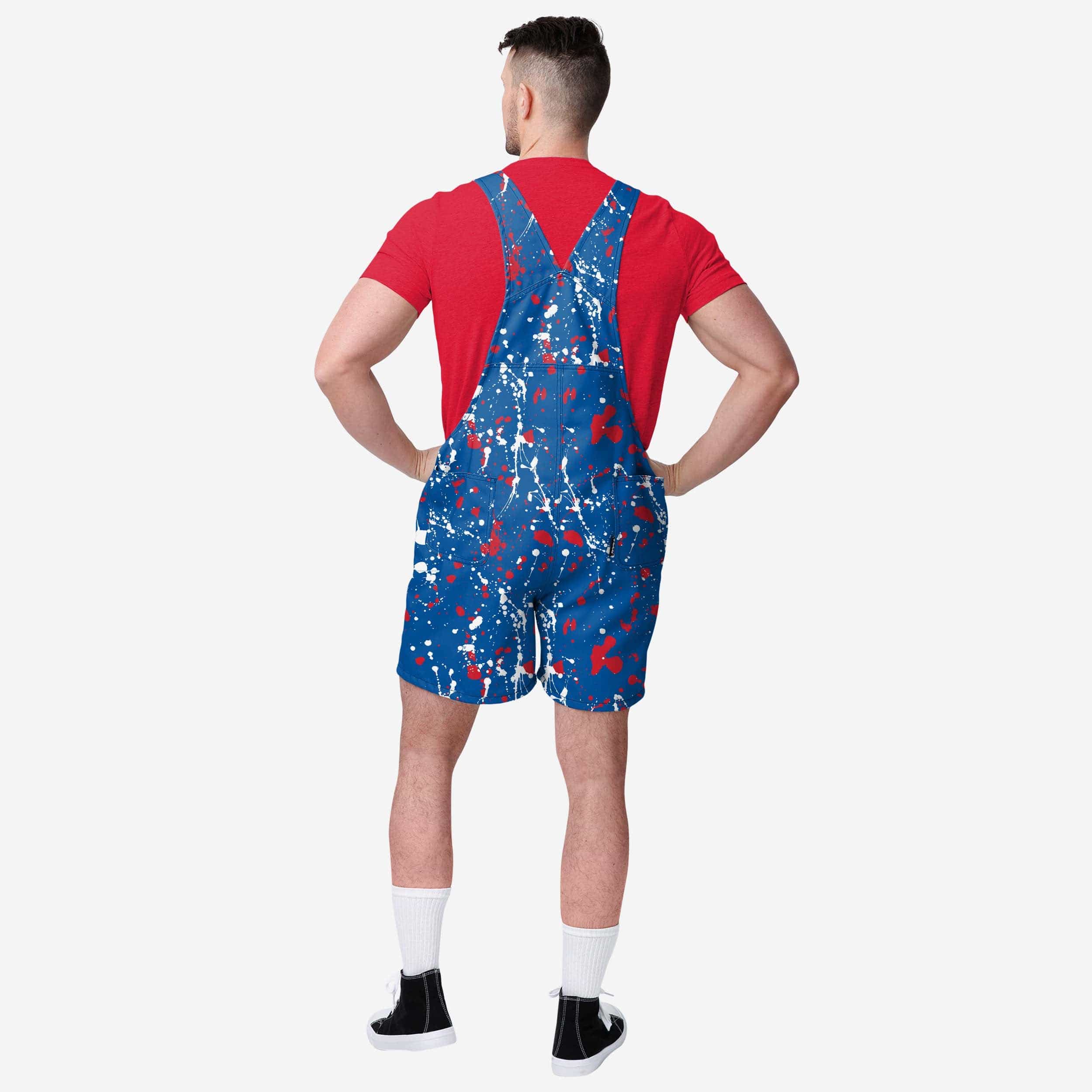 Buffalo Bills Mens Paint Splatter Bib Shortalls 2 Buffalo Bills Mens Paint Splatter Bib Shortalls