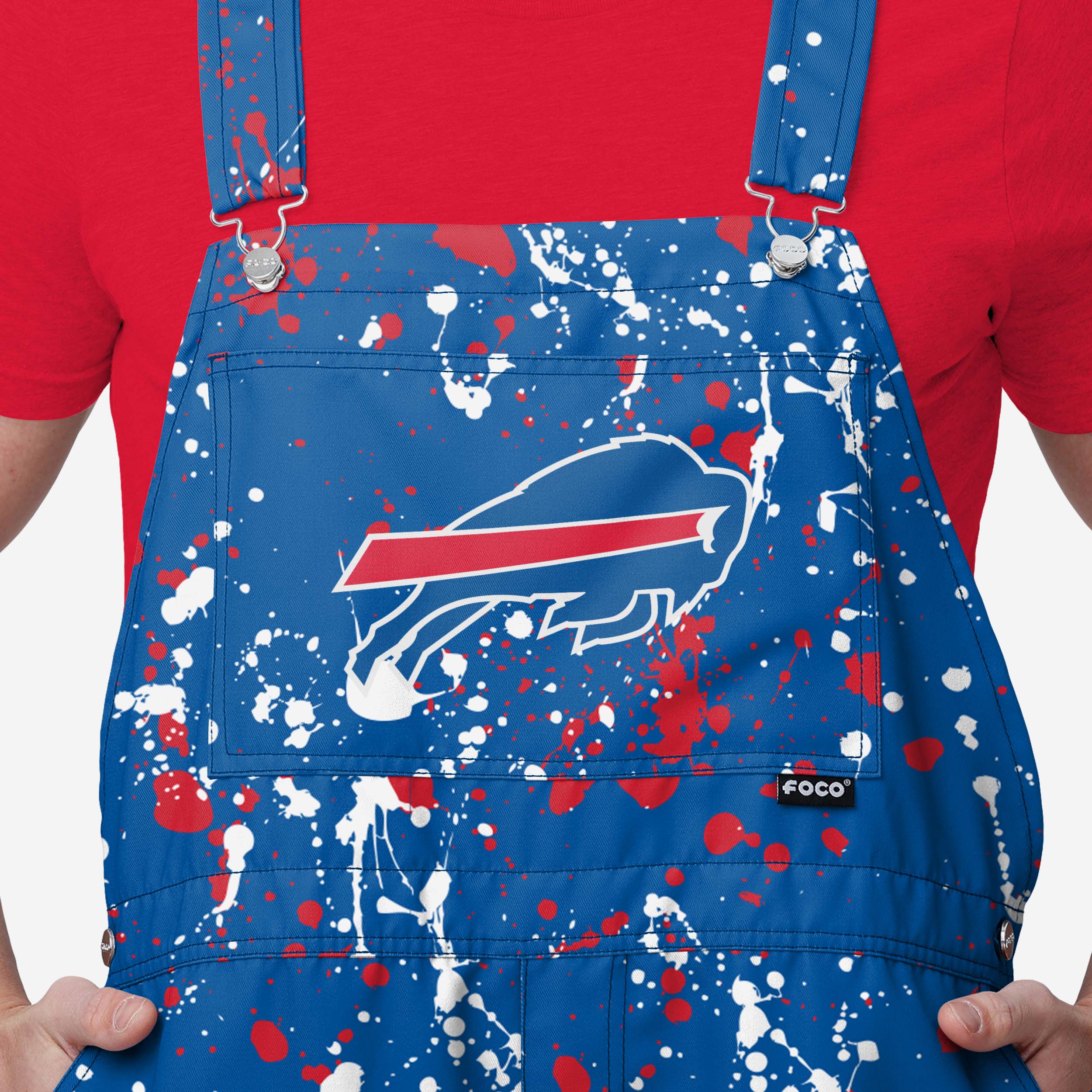 Buffalo Bills Mens Paint Splatter Bib Shortalls 3 Buffalo Bills Mens Paint Splatter Bib Shortalls