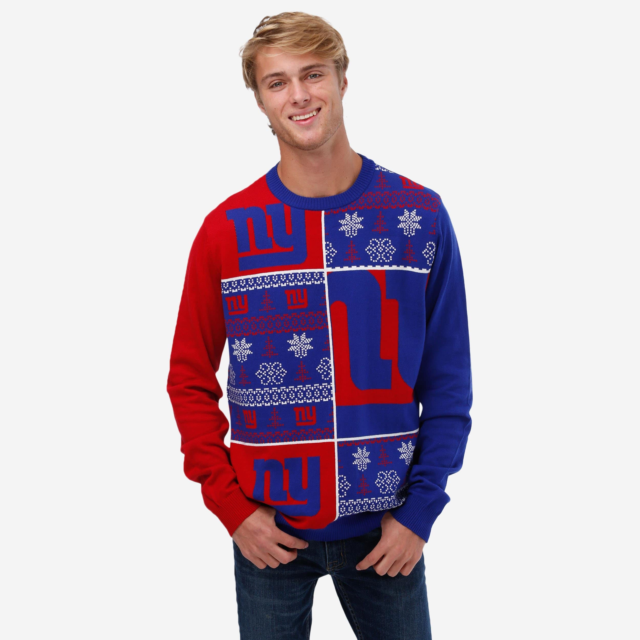 New York Giants Busy Block Snowfall Sweater