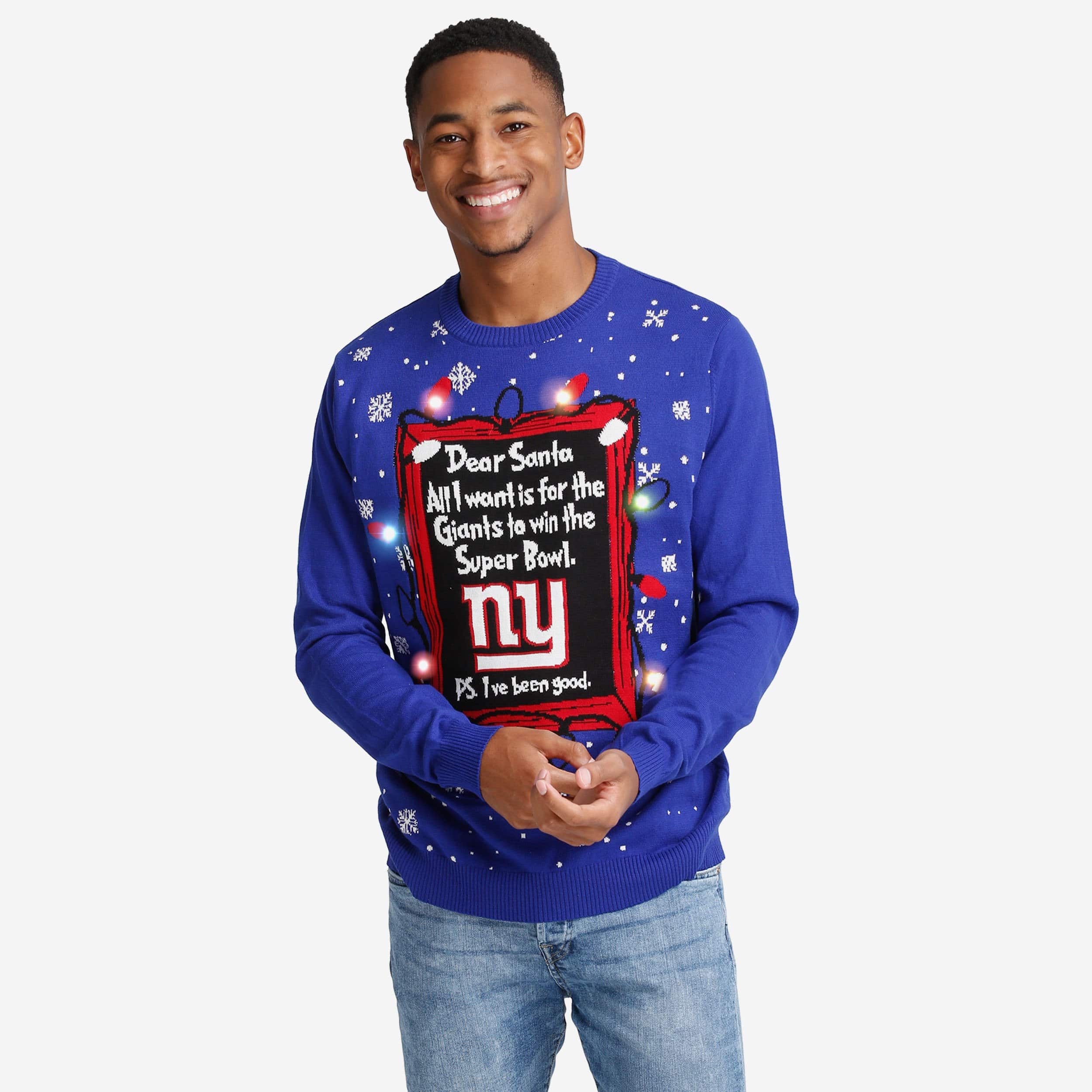 New York Giants Dear Santa Light Up Sweater