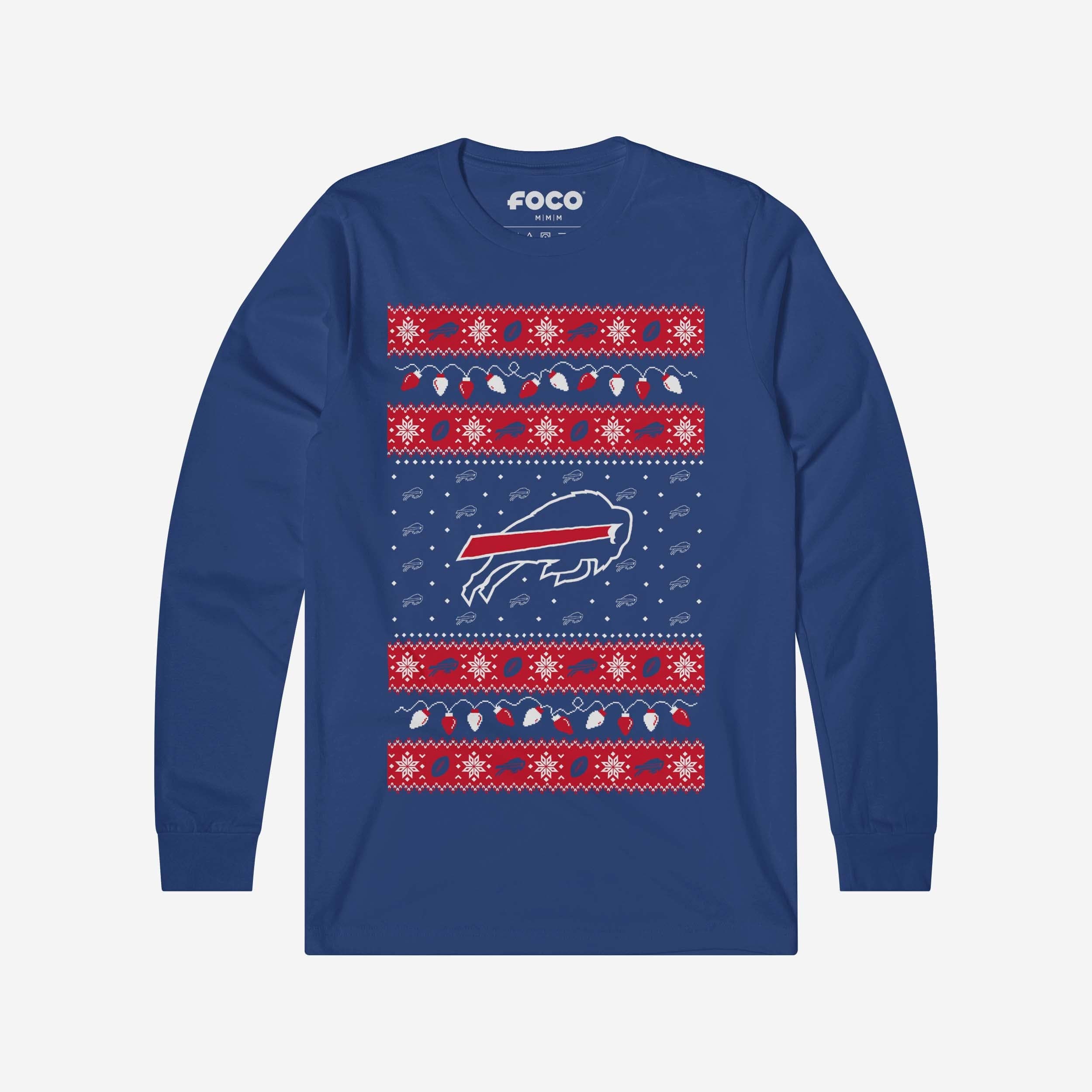 Buffalo Bills Holiday Lights Sweater Long Sleeve T-Shirt