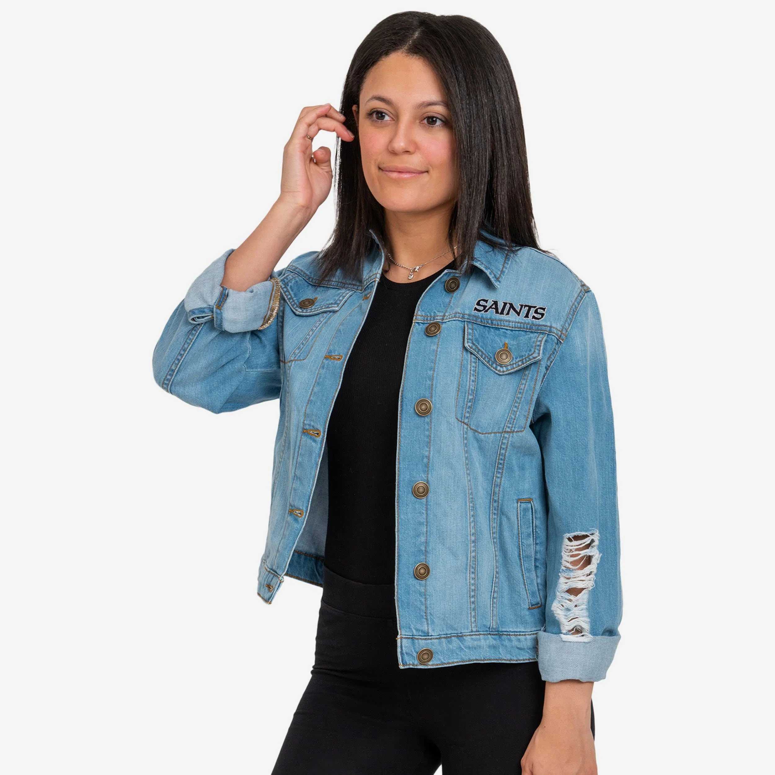 New Orleans Saints Womens Denim Days Jacket 1 New Orleans Saints Womens Denim Days Jacket