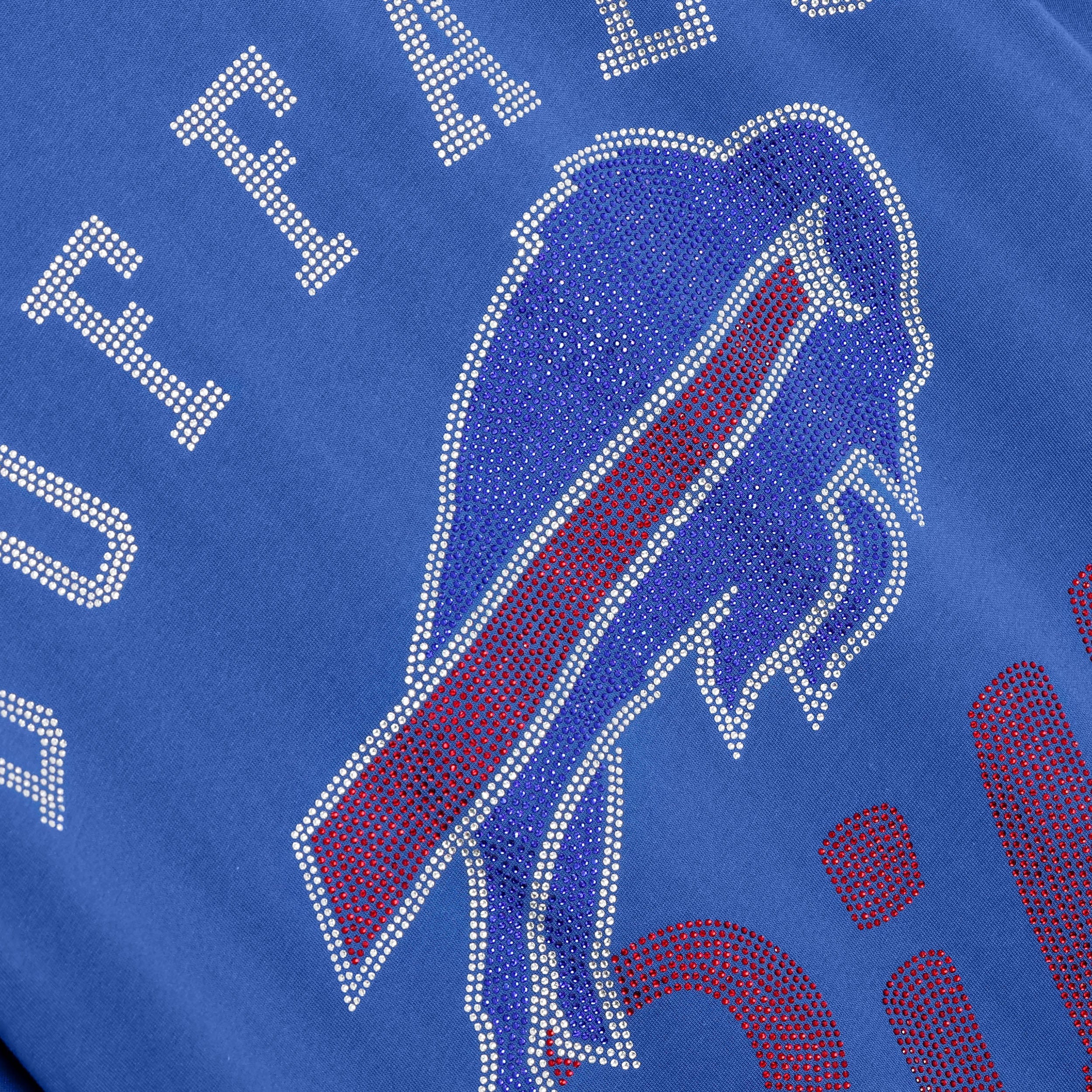 Buffalo Bills Womens Rhinestone Logo Oversized T-Shirt 2 Buffalo Bills Womens Rhinestone Logo Oversized T-Shirt