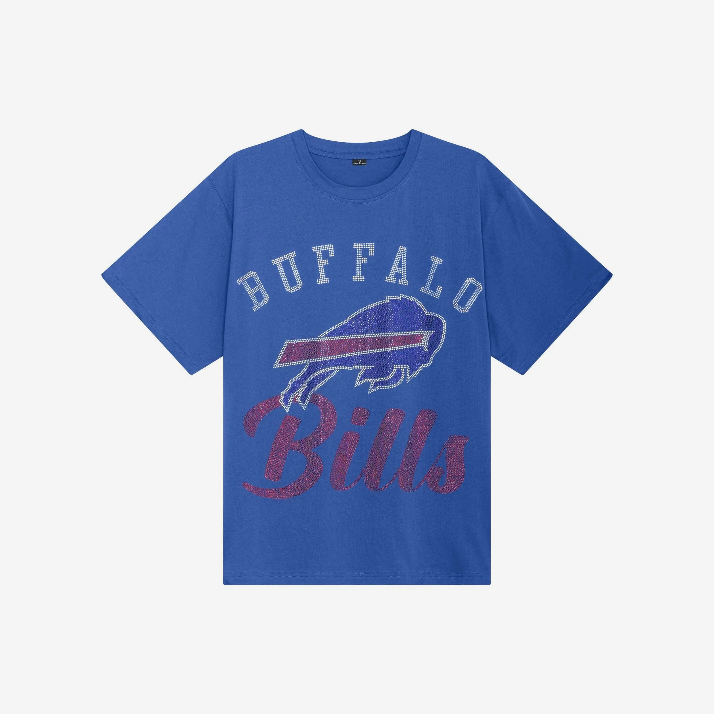 Buffalo Bills Womens Rhinestone Logo Oversized T-Shirt 4 Buffalo Bills Womens Rhinestone Logo Oversized T-Shirt