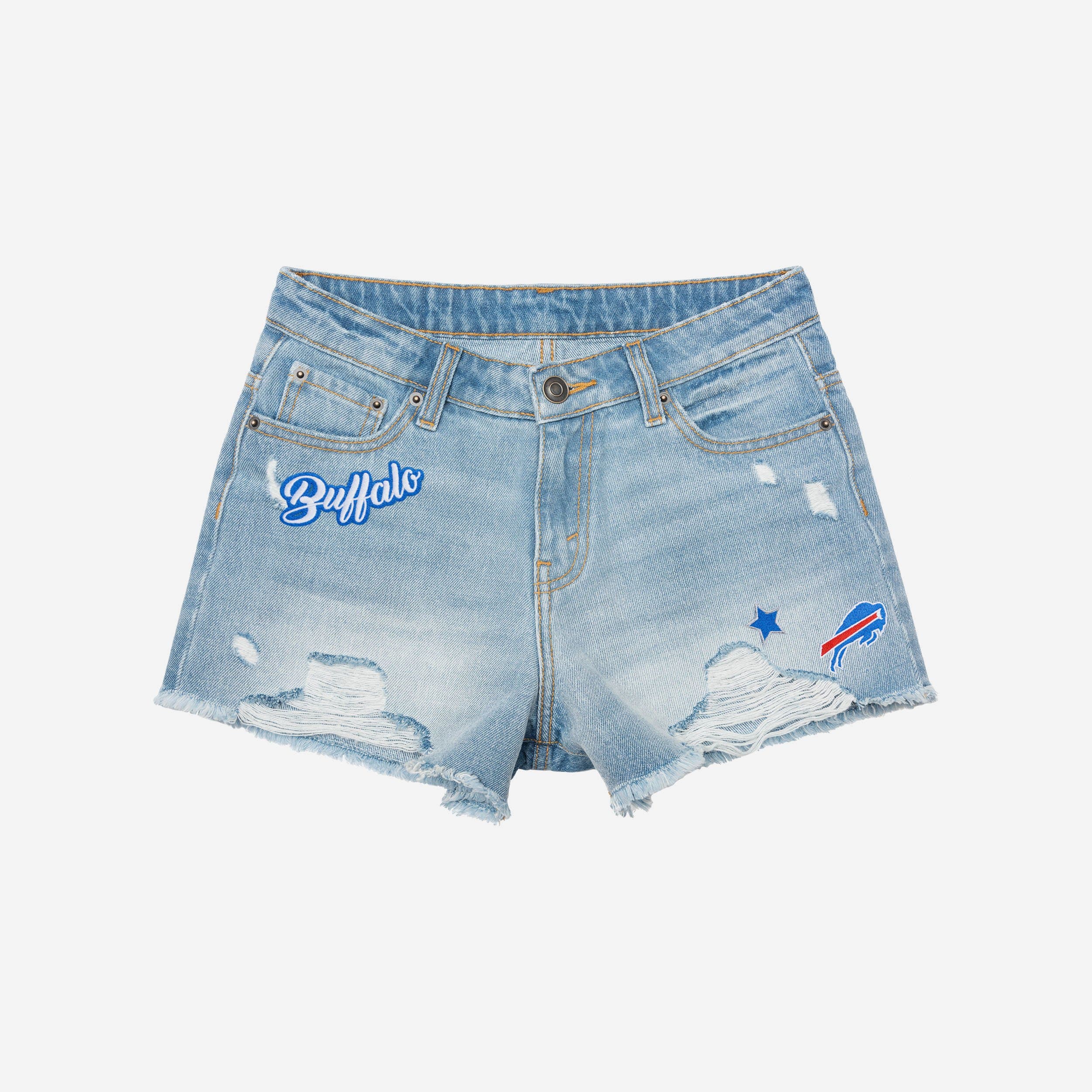 Buffalo Bills Womens Team Logo Denim Shorts 3 Buffalo Bills Womens Team Logo Denim Shorts