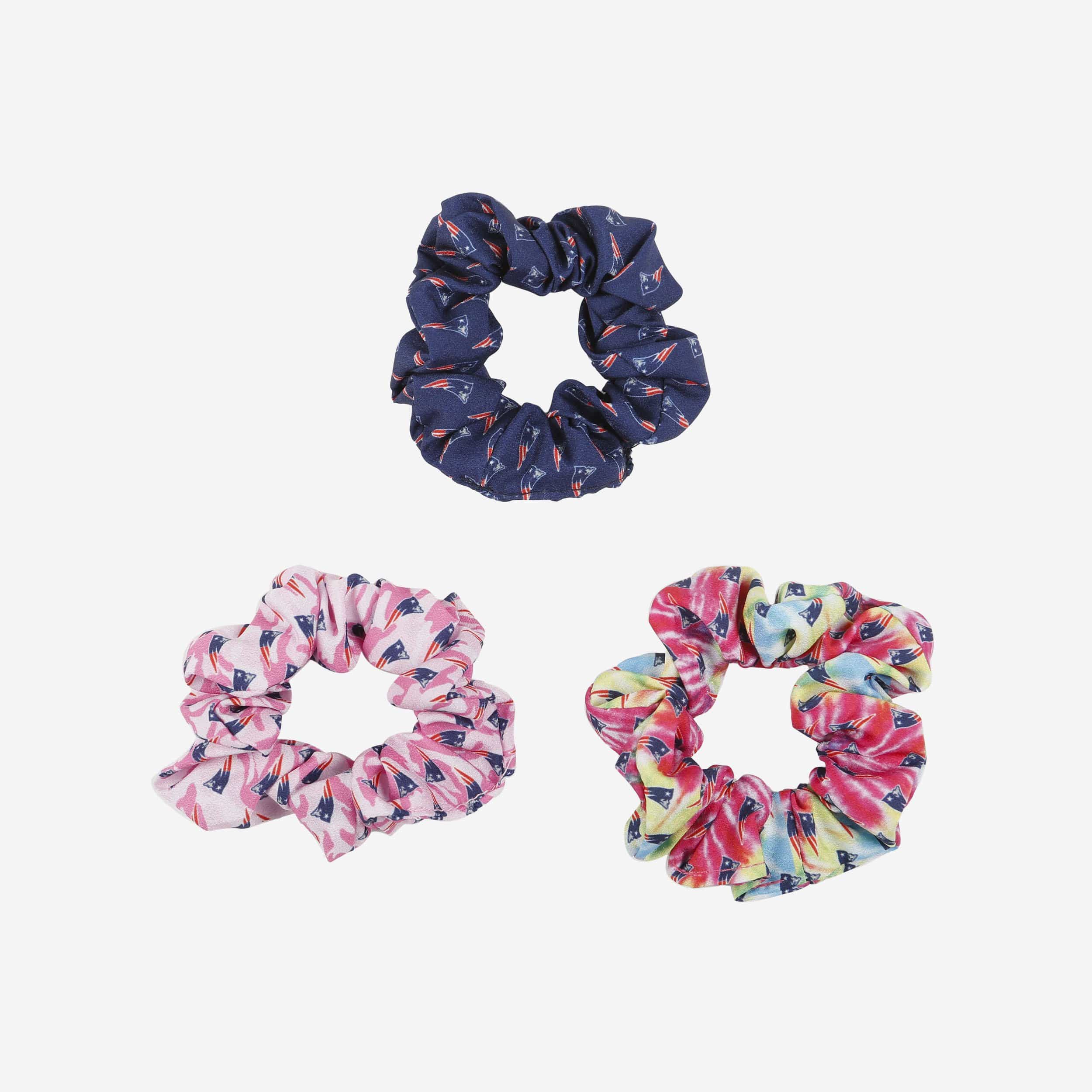 New England Patriots Mini Print 3 Pack Scrunchies