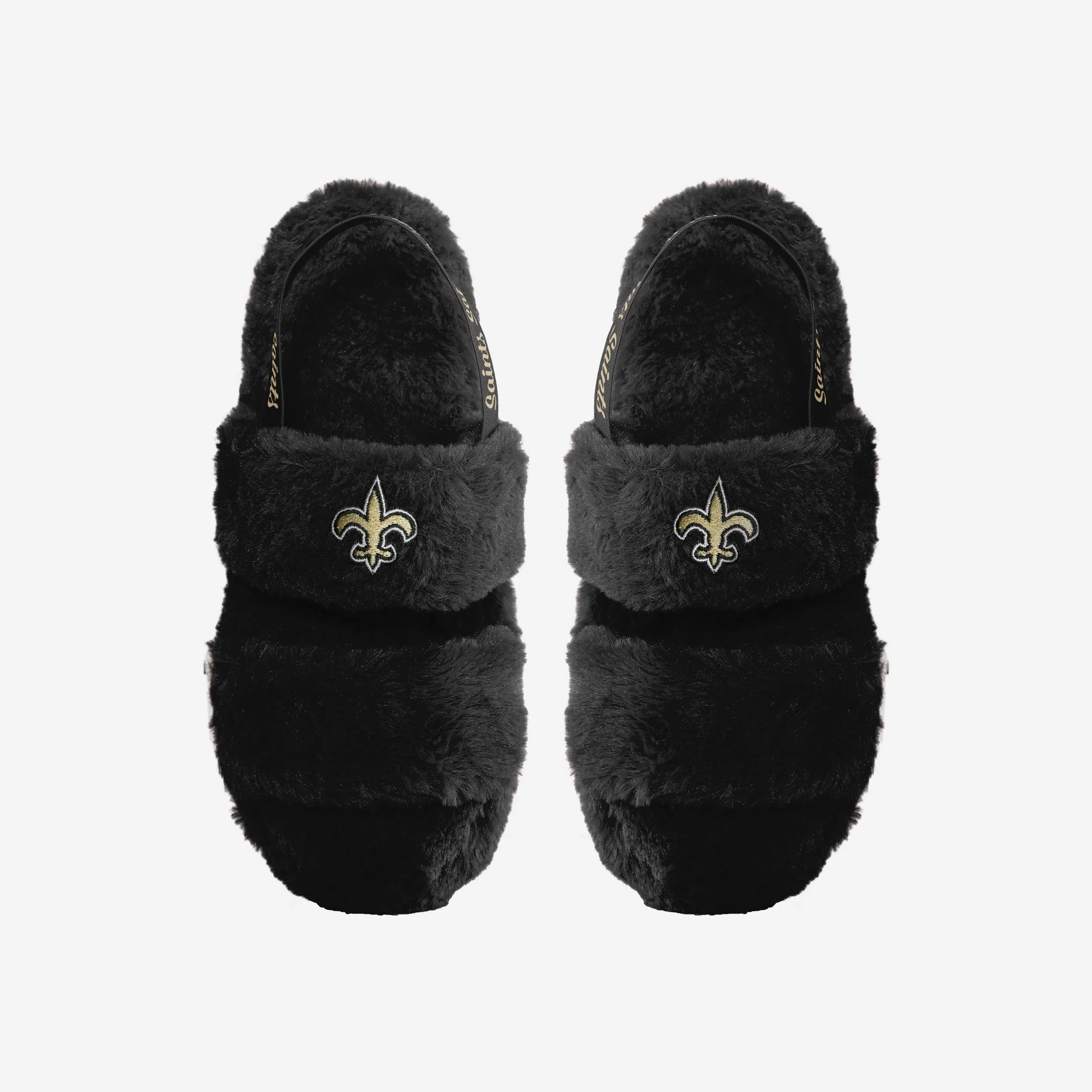 New Orleans Saints Womens Heel Strap Wordmark Fur Slide