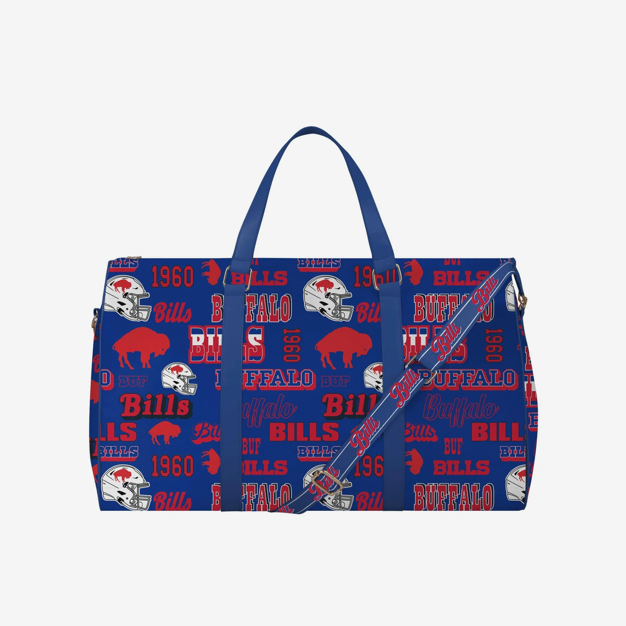 Buffalo Bills Repeat Retro Print Nylon Weekender Duffle Bag