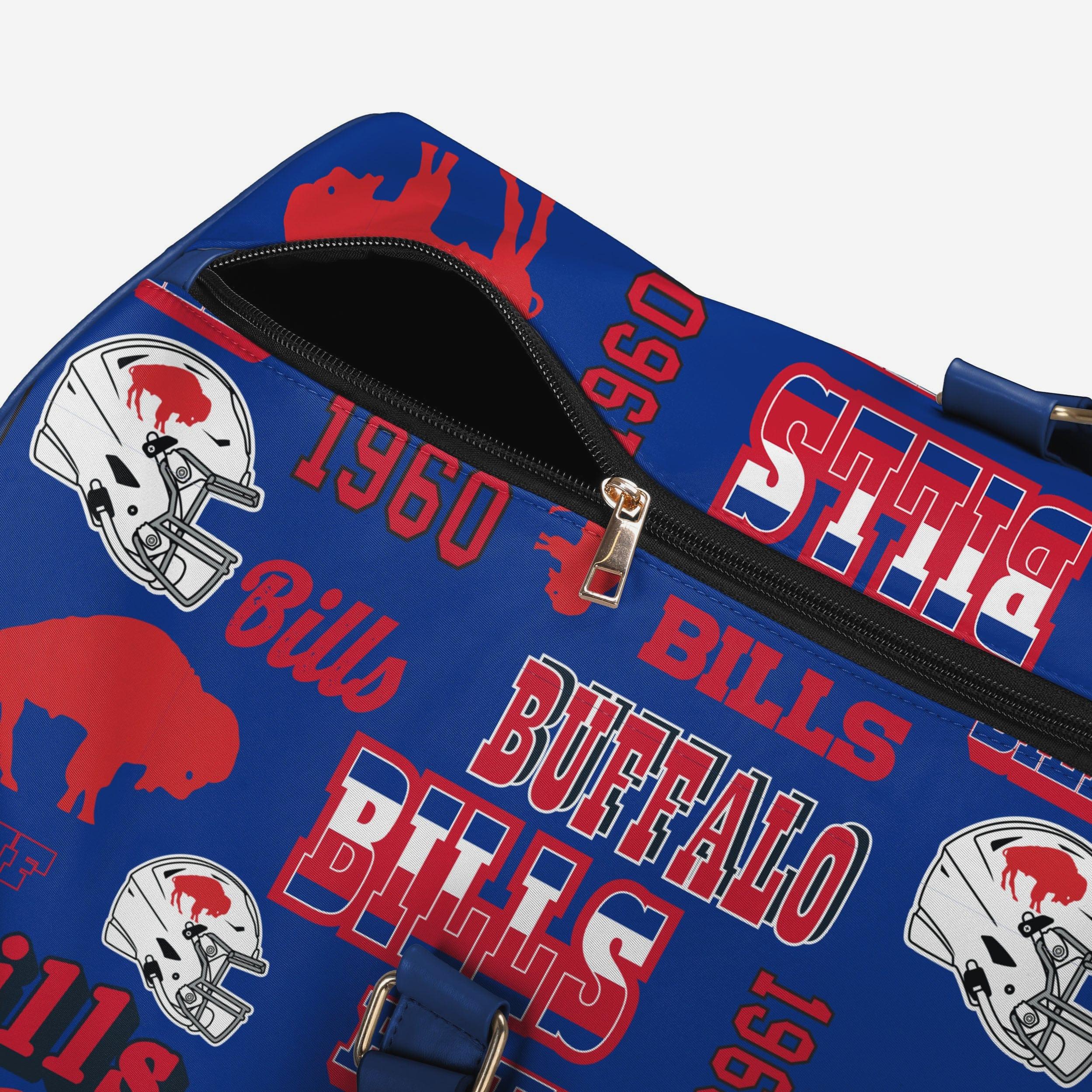 Buffalo Bills Repeat Retro Print Nylon Weekender Duffle Bag 5 Buffalo Bills Repeat Retro Print Nylon Weekender Duffle Bag