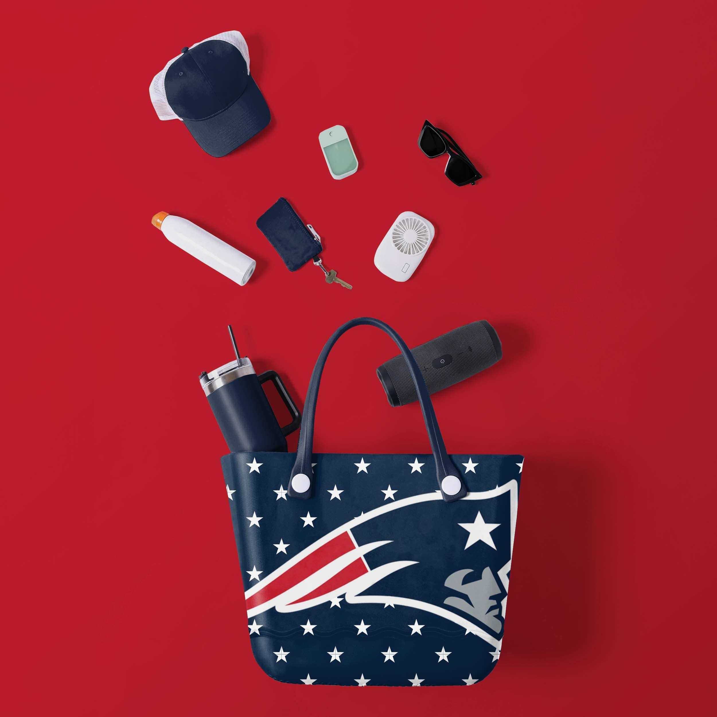 New England Patriots Big Logo Mini Print Tailgate Tote Bag 2 New England Patriots Big Logo Mini Print Tailgate Tote Bag