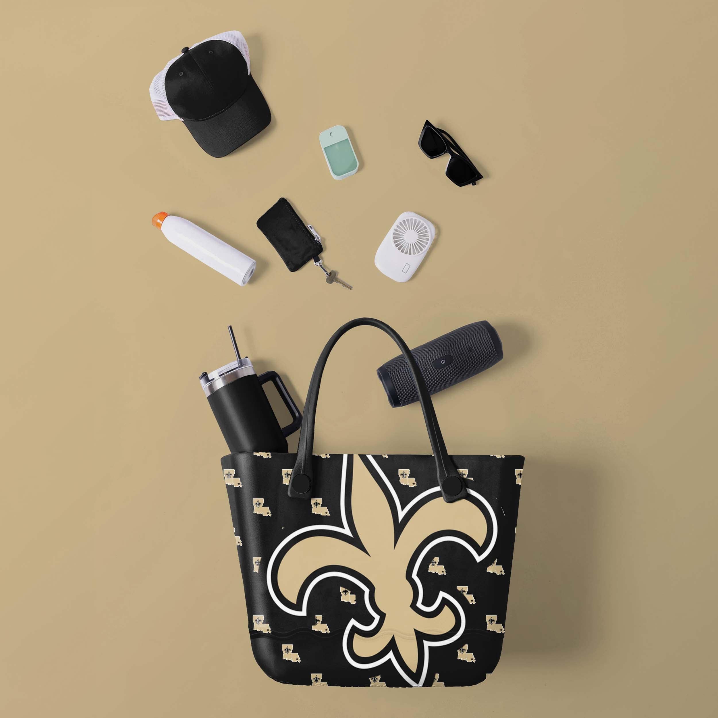 New Orleans Saints Big Logo Mini Print Tailgate Tote Bag 2 New Orleans Saints Big Logo Mini Print Tailgate Tote Bag