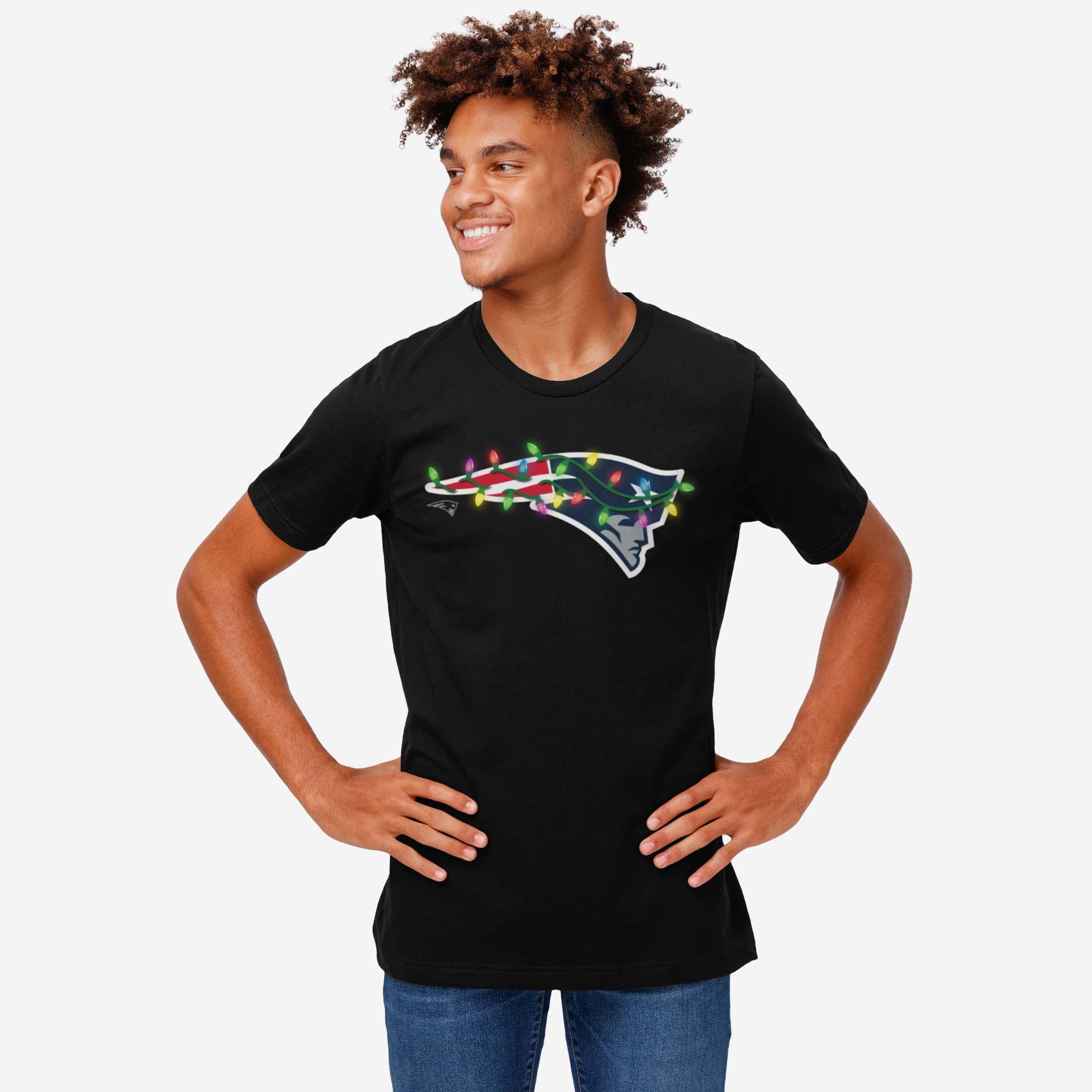 New England Patriots Primary Logo Holiday Lights T-Shirt 2 New England Patriots Primary Logo Holiday Lights T-Shirt