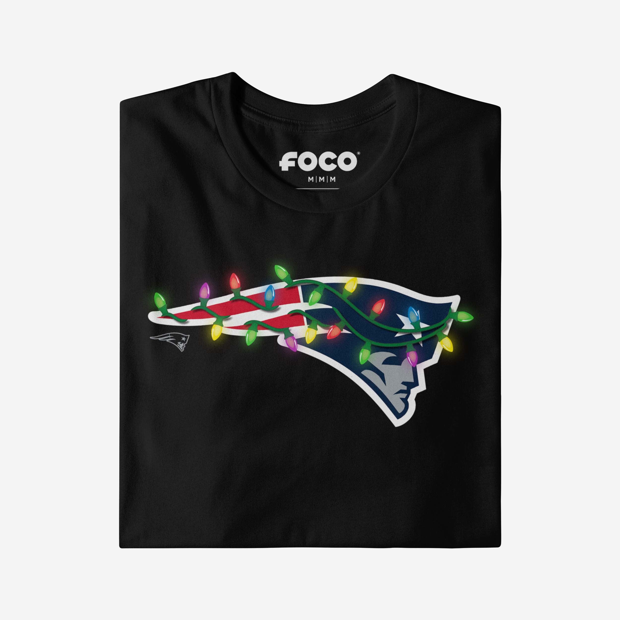 New England Patriots Primary Logo Holiday Lights T-Shirt 4 New England Patriots Primary Logo Holiday Lights T-Shirt