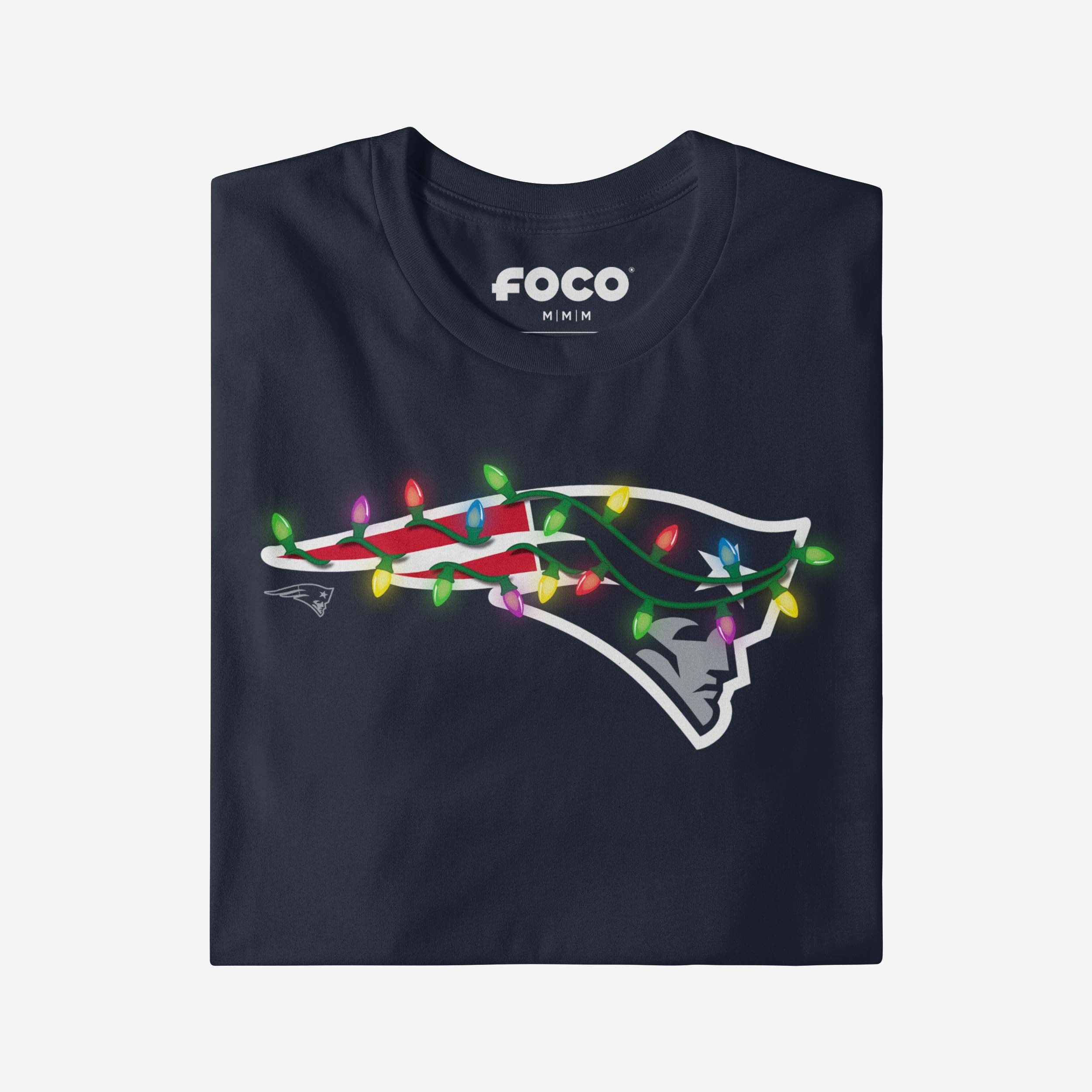 New England Patriots Primary Logo Holiday Lights T-Shirt 8 New England Patriots Primary Logo Holiday Lights T-Shirt
