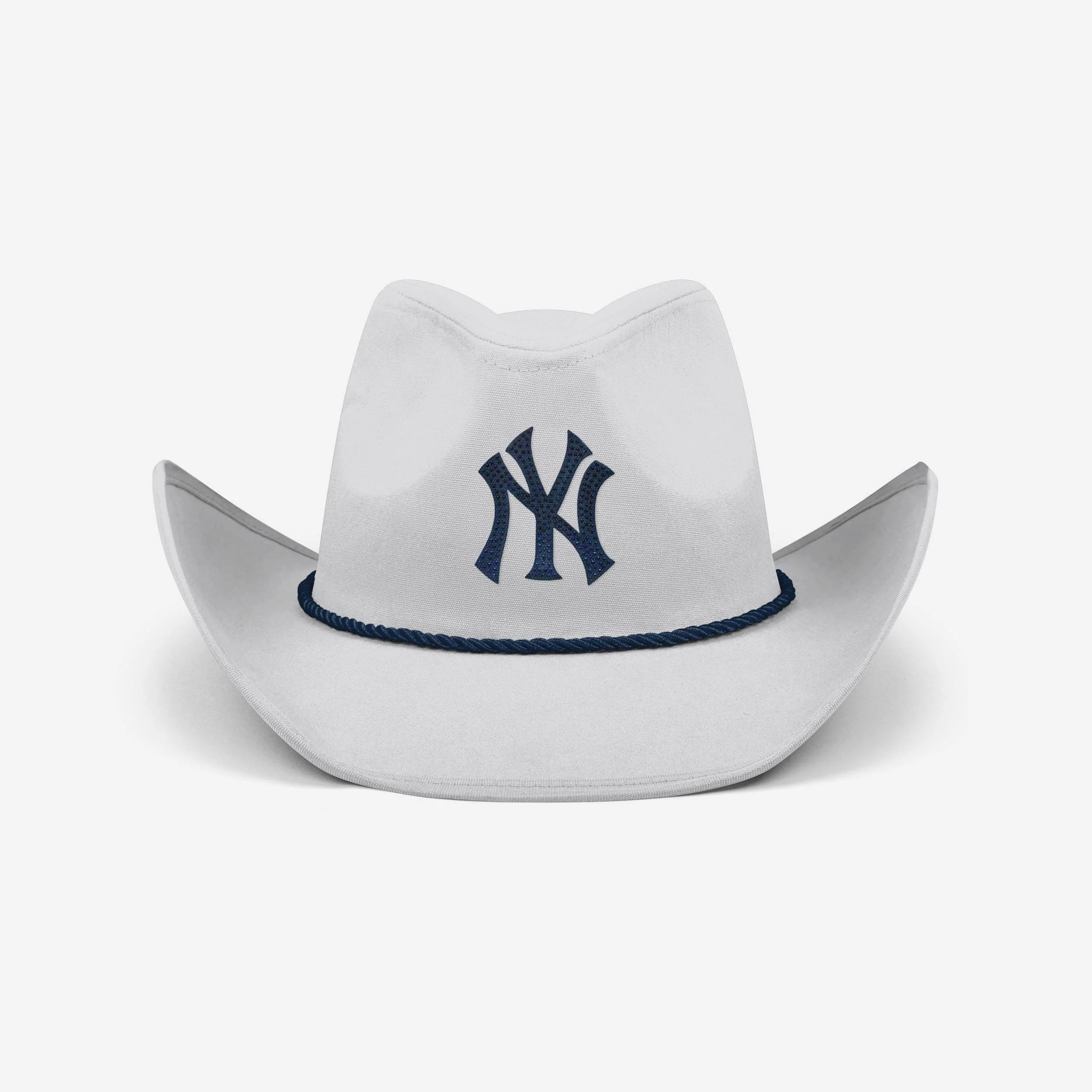 New York Yankees White Rhinestone Logo Cowboy Hat 3 New York Yankees White Rhinestone Logo Cowboy Hat