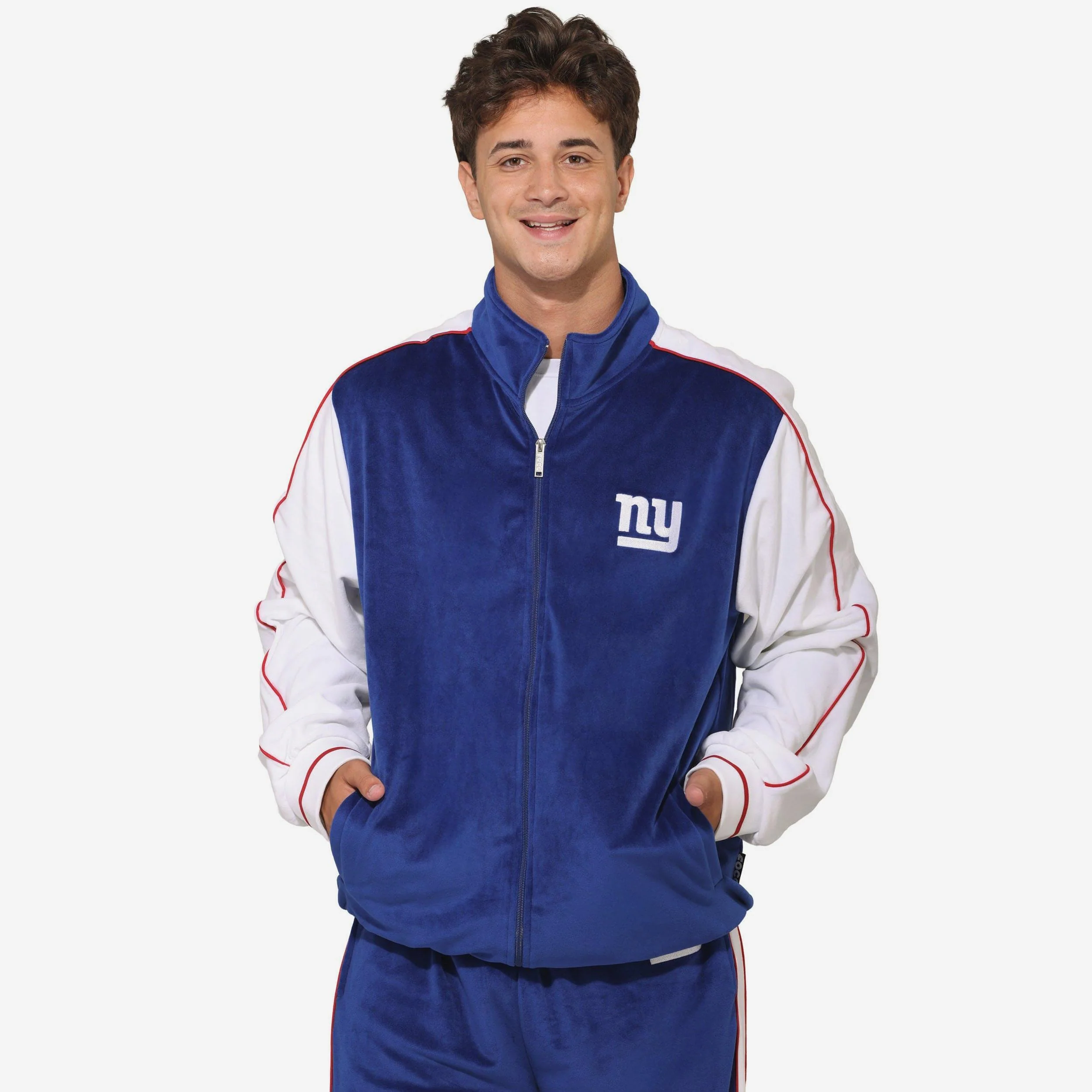 New York Giants Two Tone Velour Zip Up Top