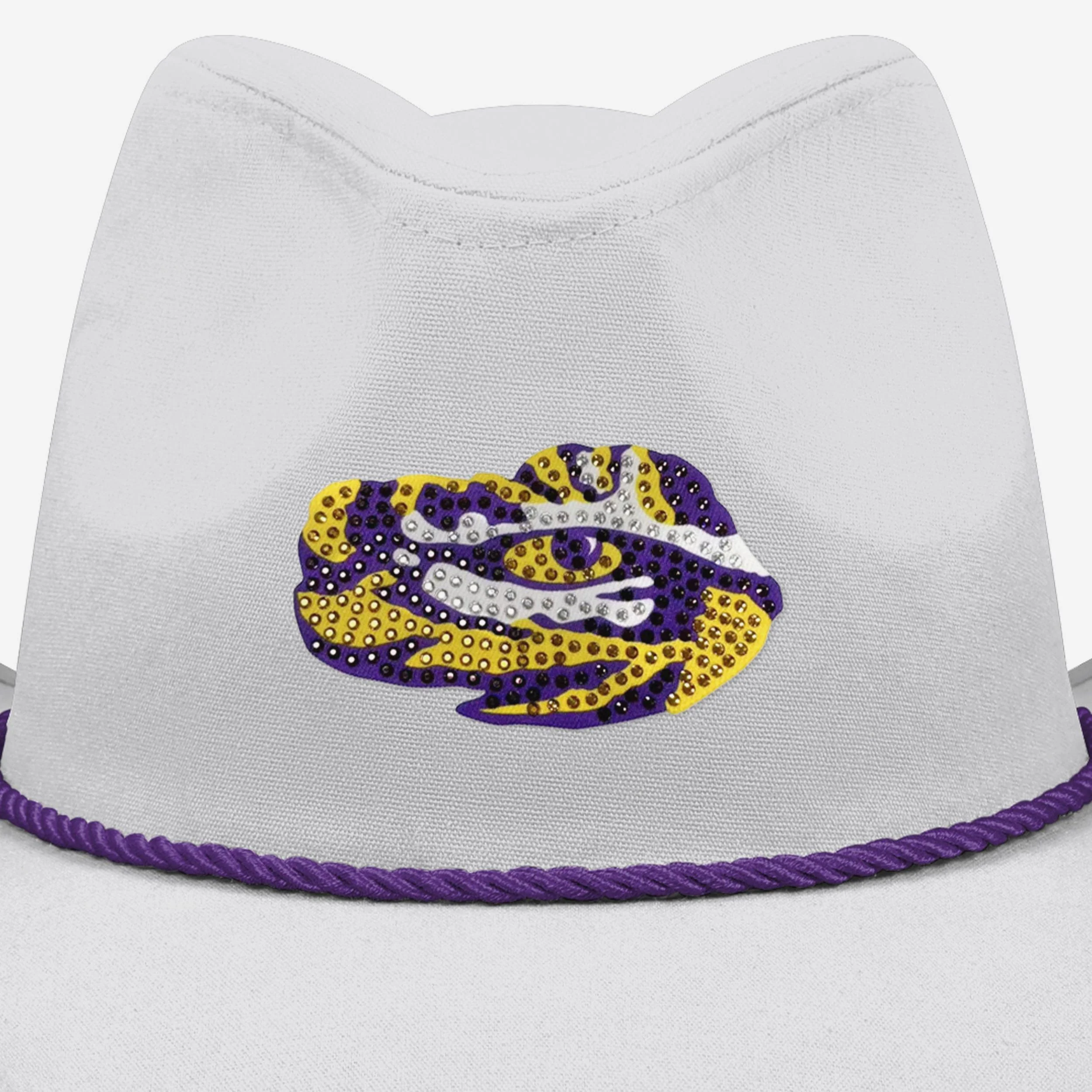 LSU Tigers White Rhinestone Logo Cowboy Hat 2 LSU Tigers White Rhinestone Logo Cowboy Hat