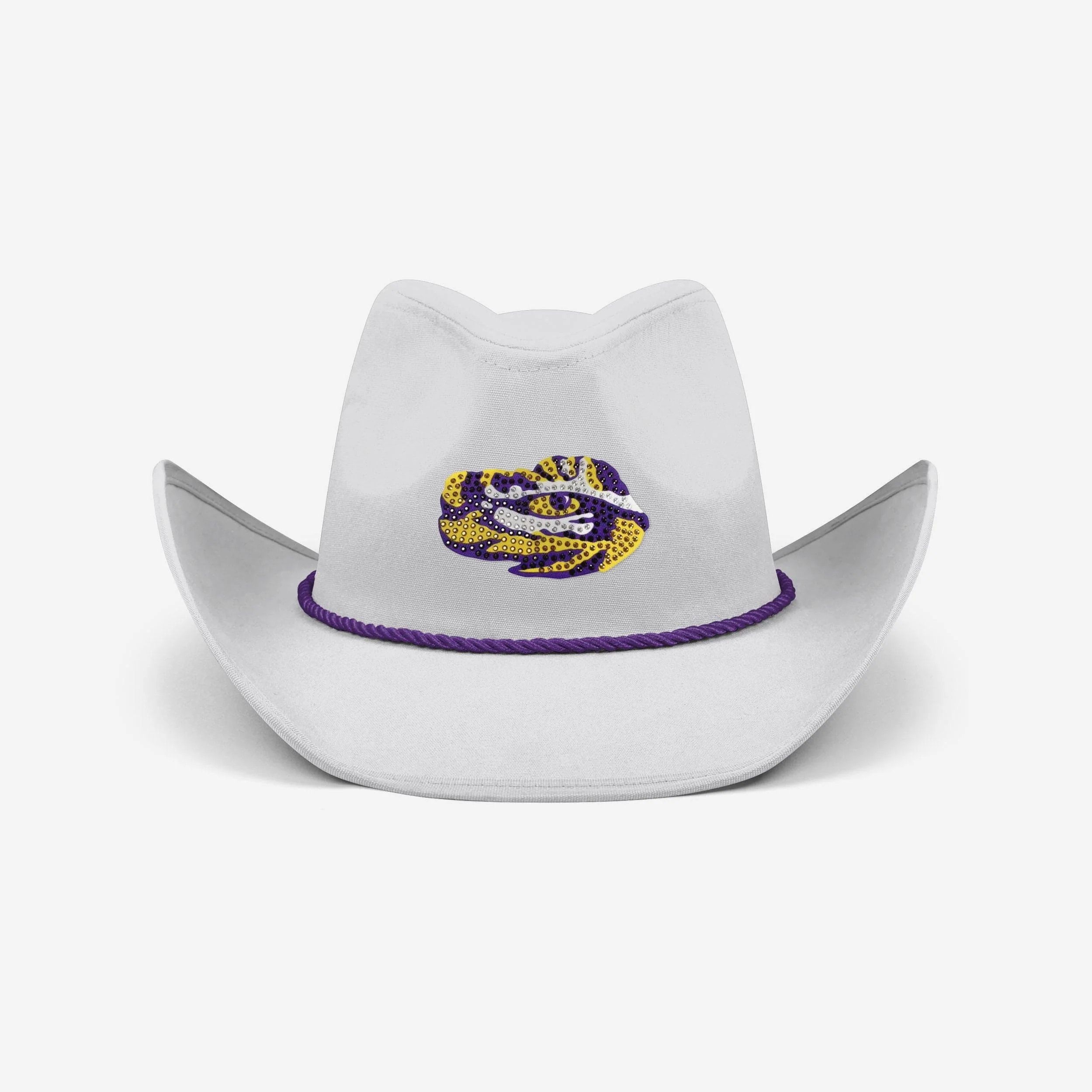 LSU Tigers White Rhinestone Logo Cowboy Hat 3 LSU Tigers White Rhinestone Logo Cowboy Hat