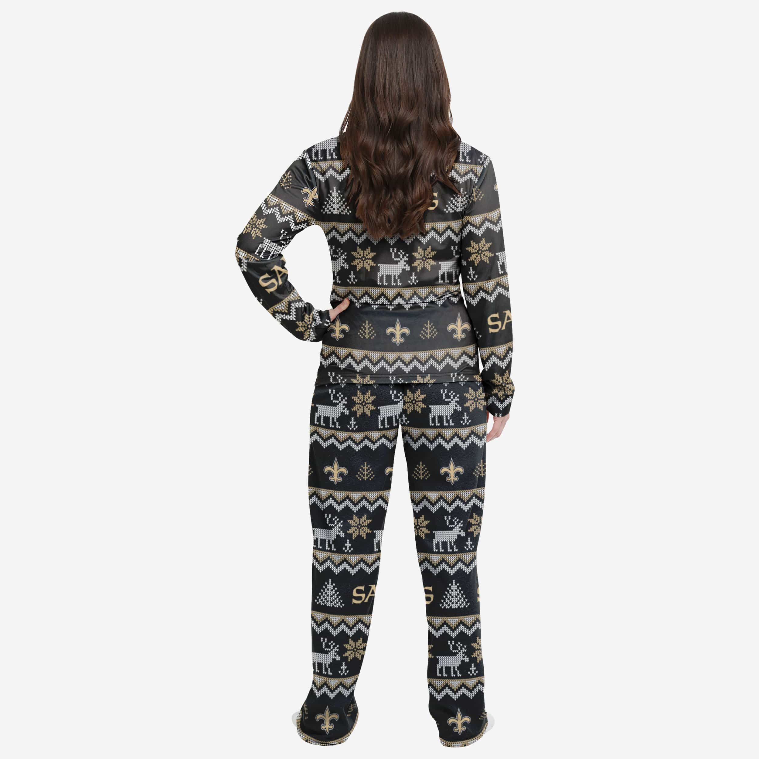 New Orleans Saints Womens Ugly Pattern Family Holiday Pajamas 2 New Orleans Saints Womens Ugly Pattern Family Holiday Pajamas