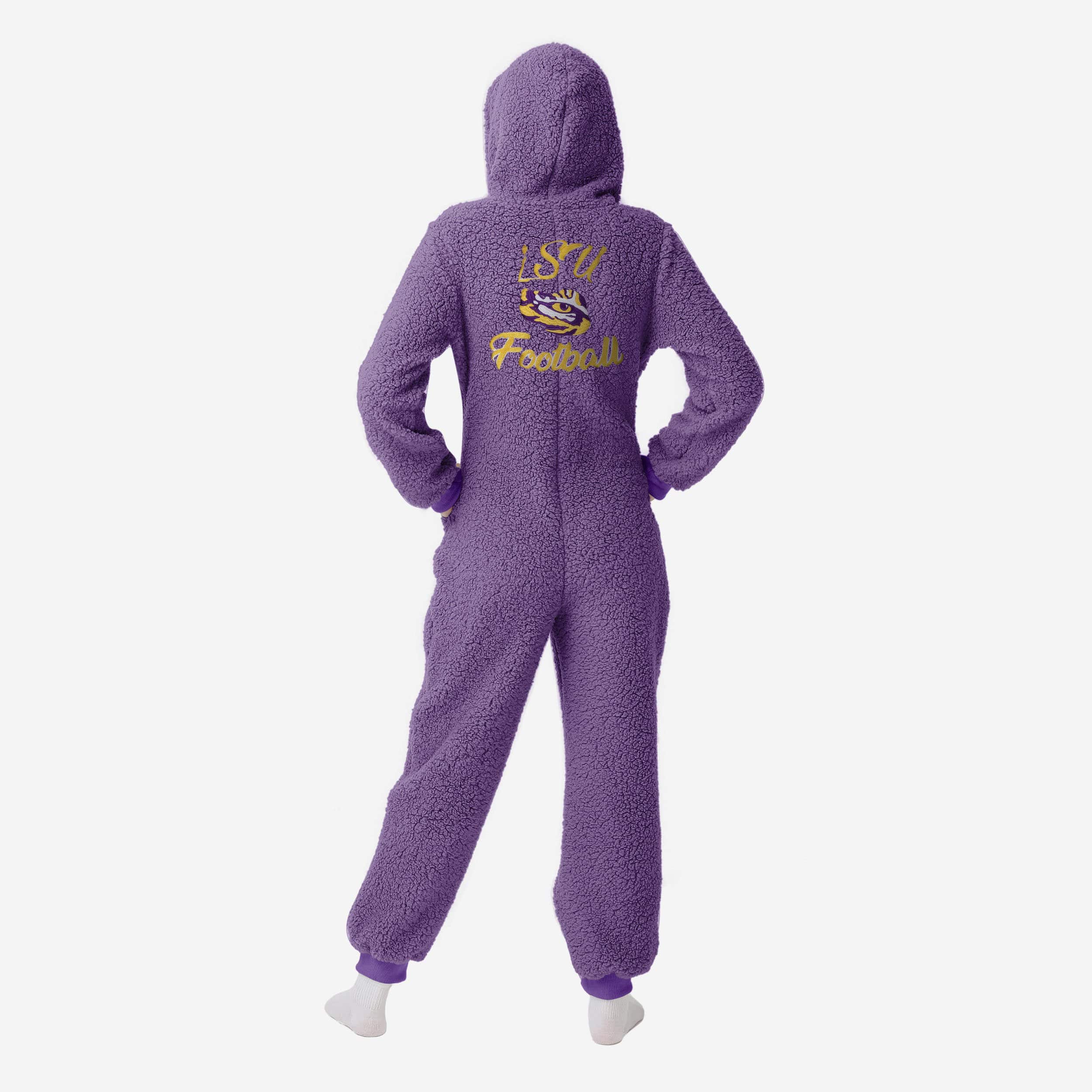 LSU Tigers Womens Sherpa One Piece Pajamas 2 LSU Tigers Womens Sherpa One Piece Pajamas