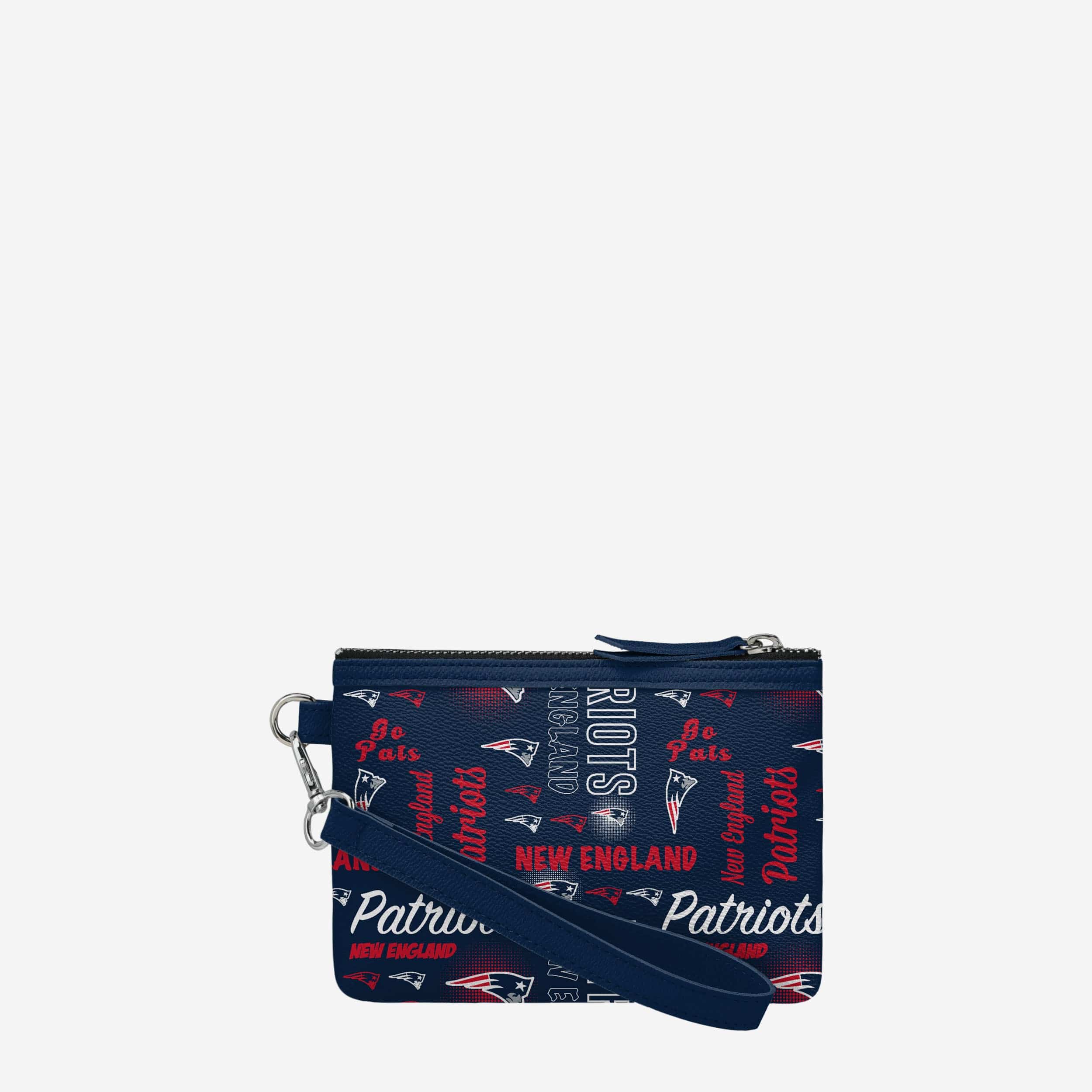 New England Patriots Spirited Style Printed Collection Repeat Logo Wristlet 1 New England Patriots Spirited Style Printed Collection Repeat Logo Wristlet