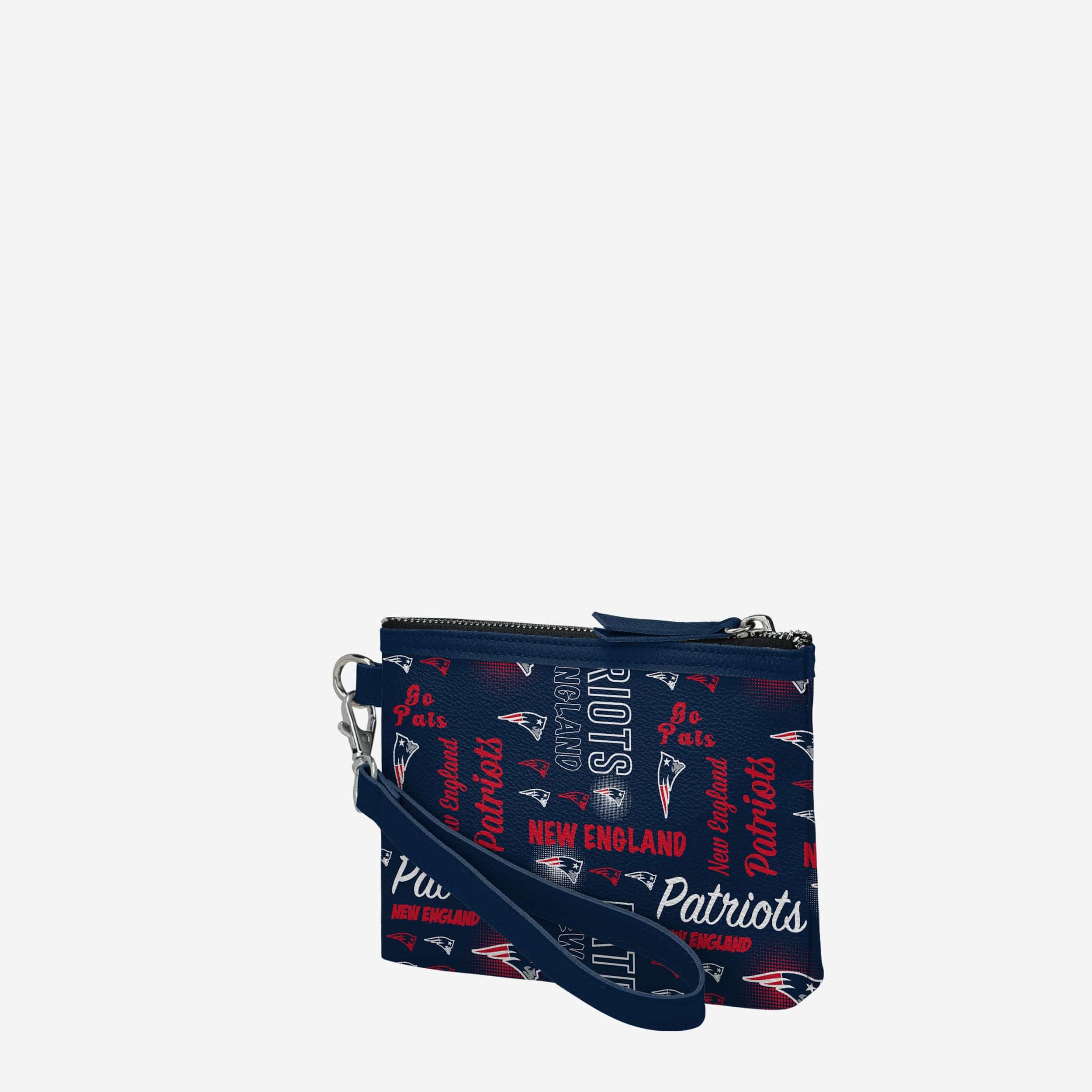 New England Patriots Spirited Style Printed Collection Repeat Logo Wristlet 2 New England Patriots Spirited Style Printed Collection Repeat Logo Wristlet