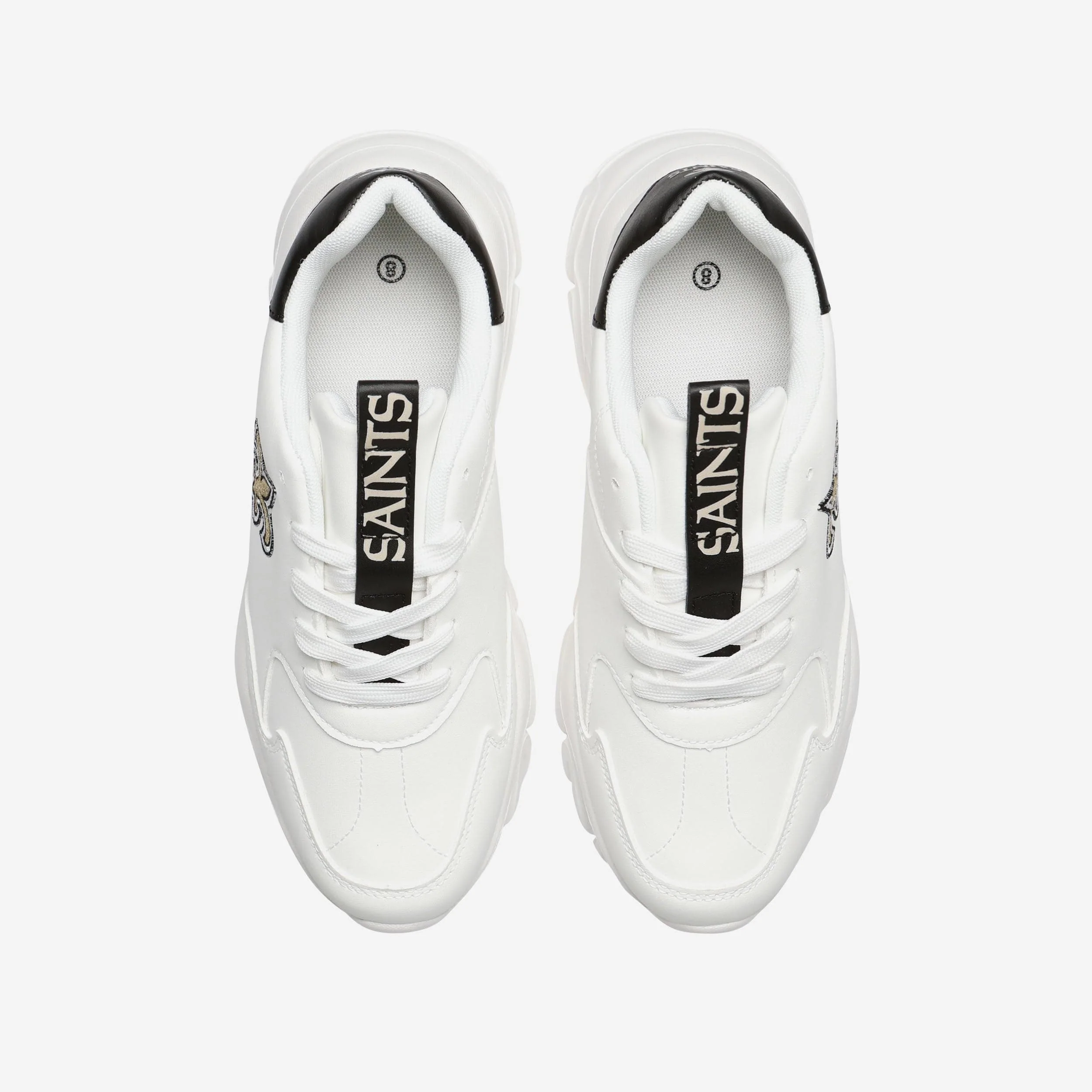 New Orleans Saints Womens Glitter Big Logo Vintage White Chunky Sneaker 4 New Orleans Saints Womens Glitter Big Logo Vintage White Chunky Sneaker