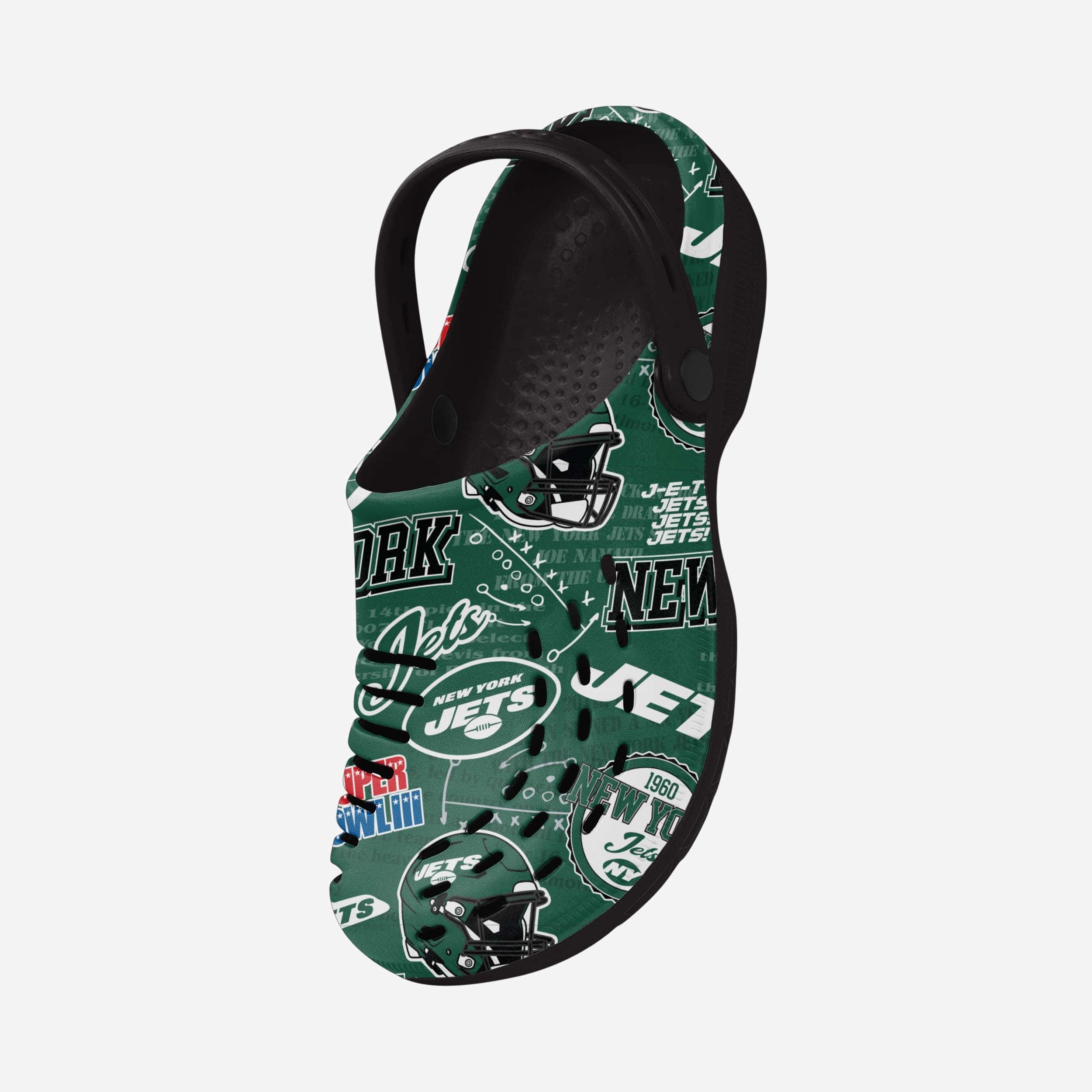 New York Jets Historic Print Clog With Strap 2 New York Jets Historic Print Clog With Strap