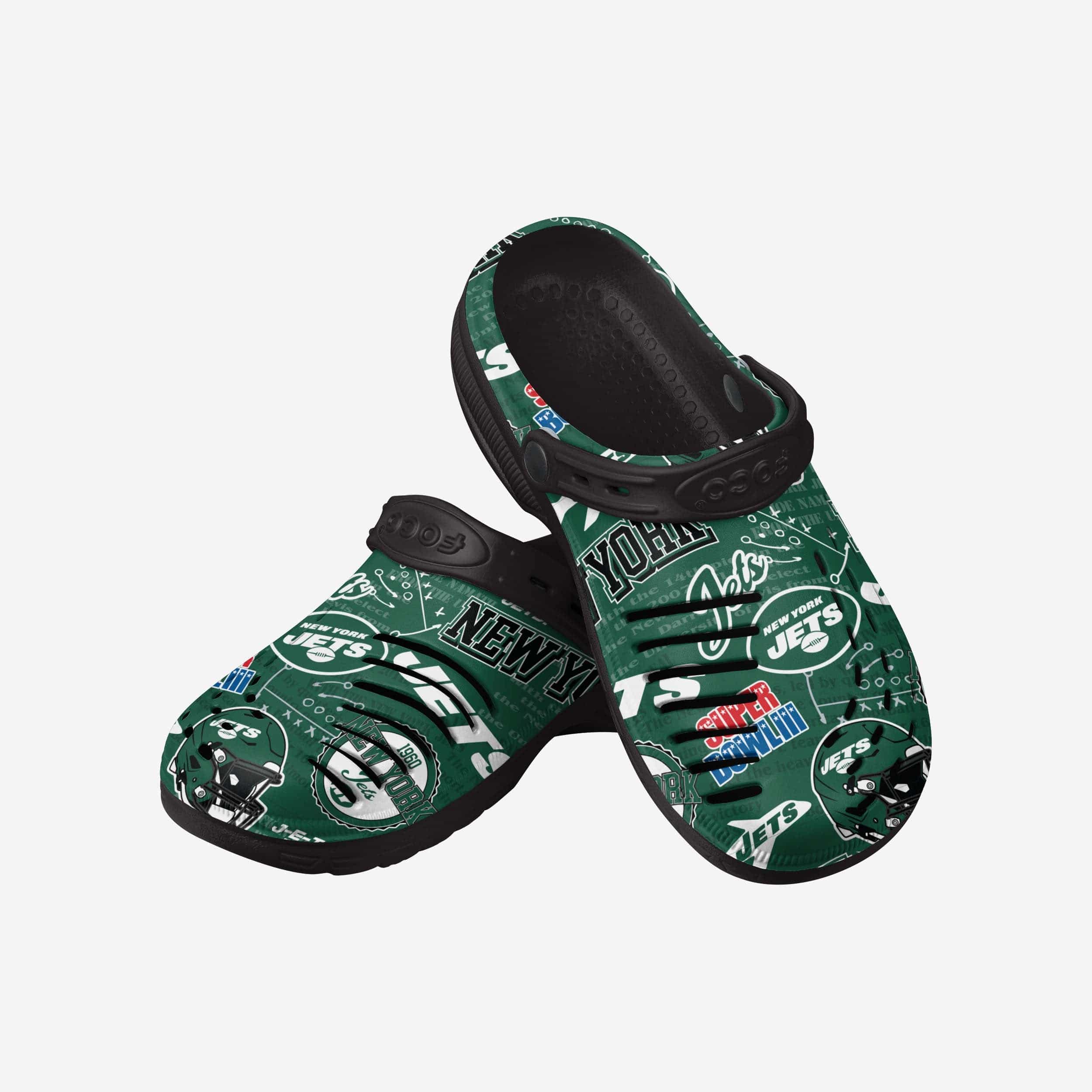 New York Jets Historic Print Clog With Strap 3 New York Jets Historic Print Clog With Strap