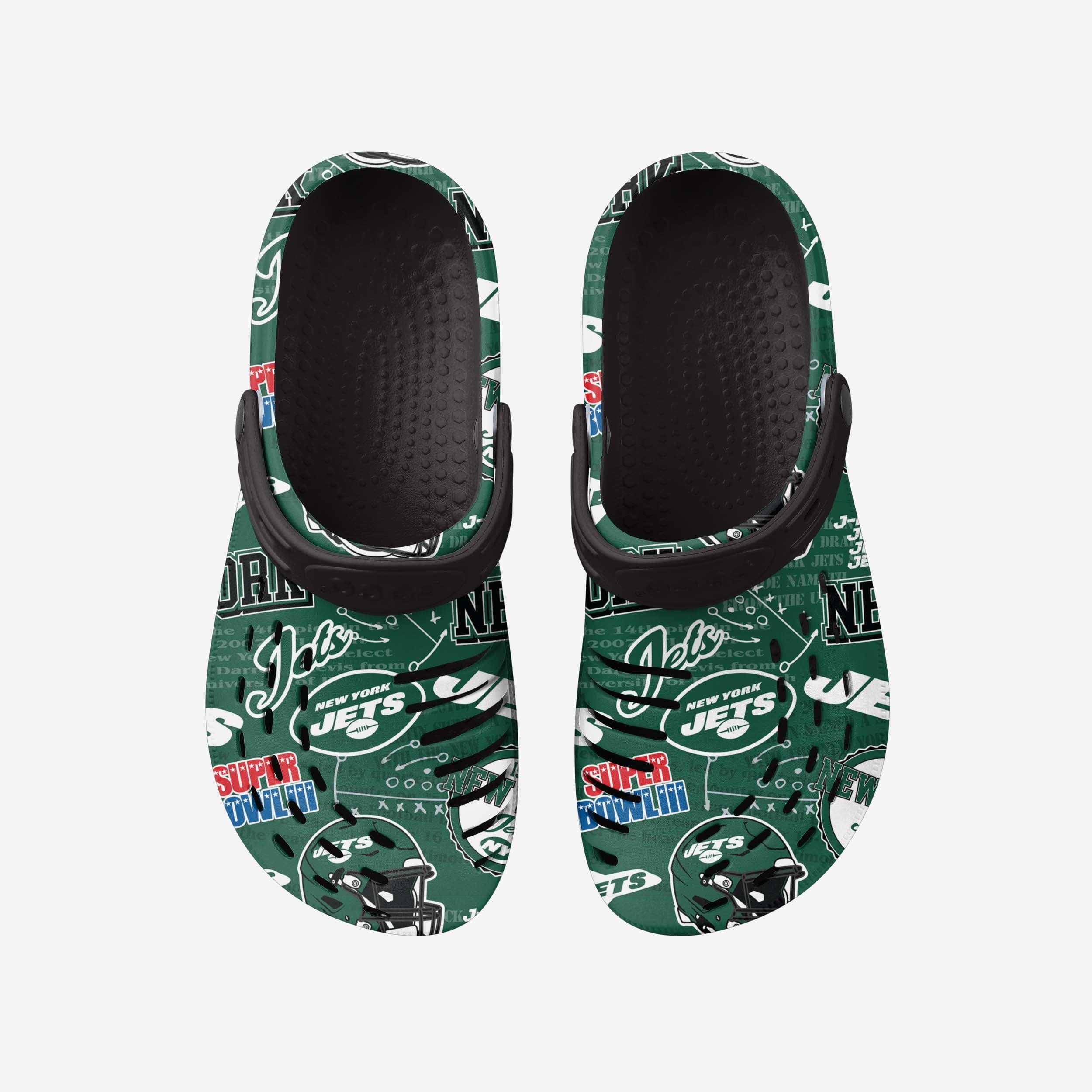 New York Jets Historic Print Clog With Strap 4 New York Jets Historic Print Clog With Strap