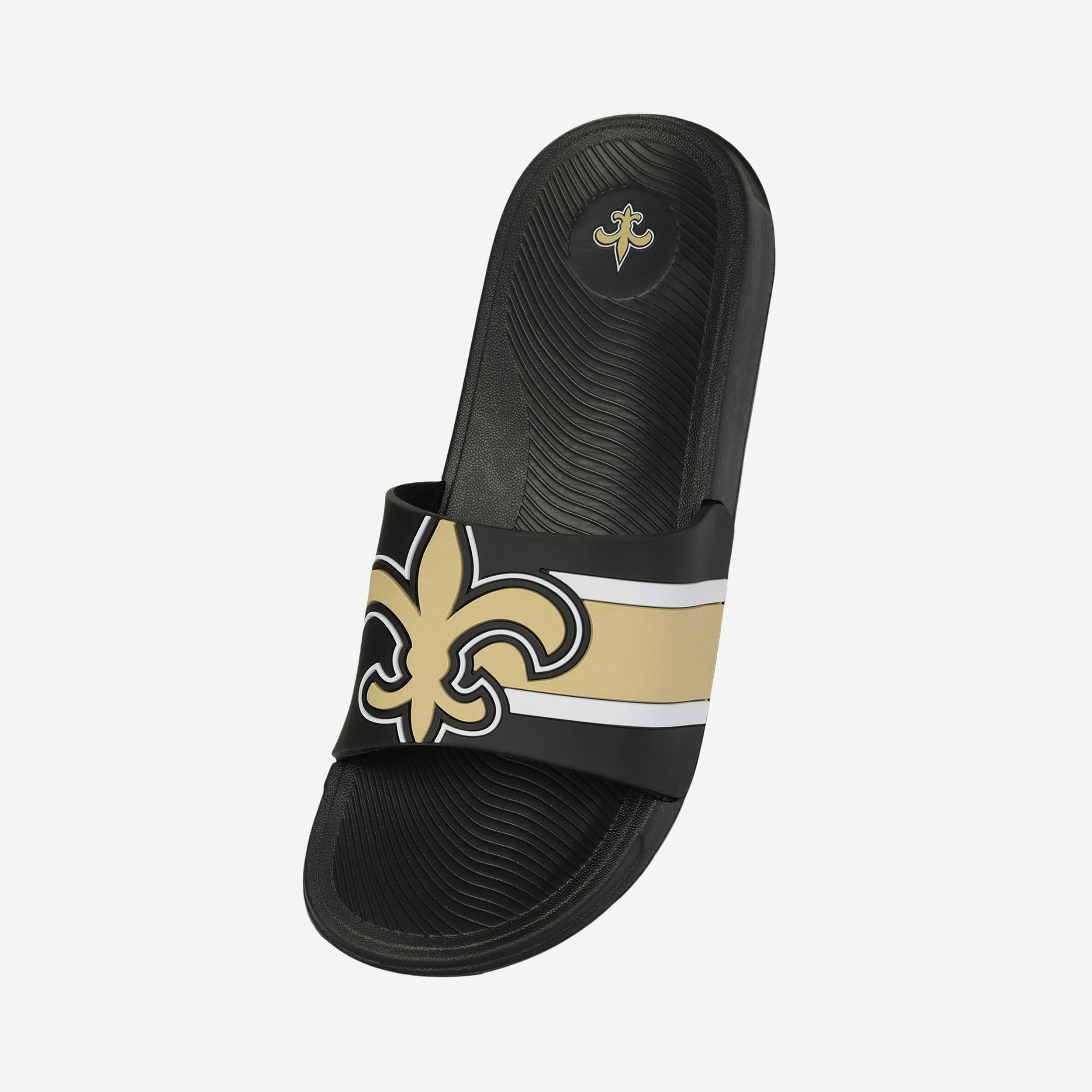 New Orleans Saints Striped Big Logo Raised Slide 2 New Orleans Saints Striped Big Logo Raised Slide